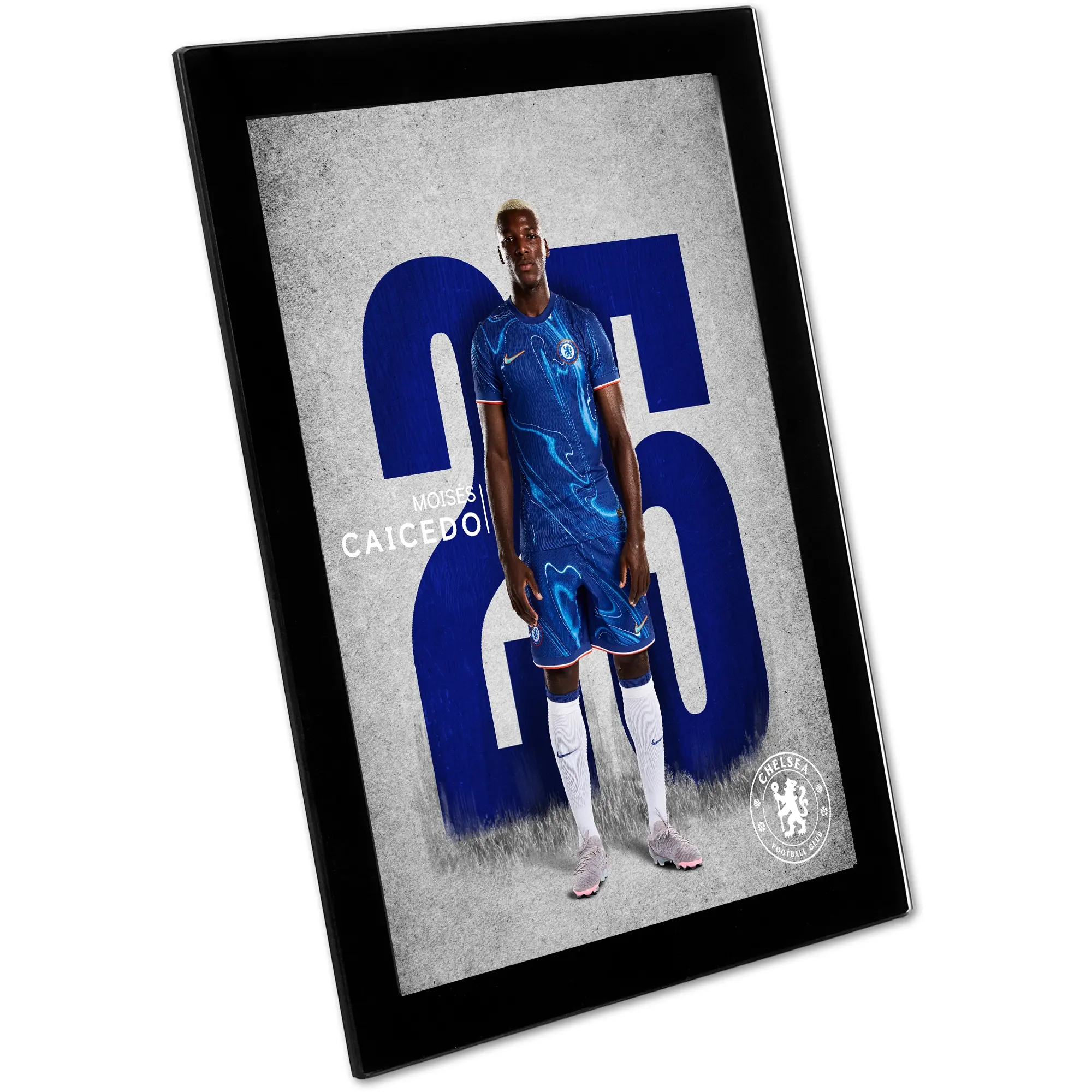 Chelsea Moises Caicedo 2024-25 Print - Glass Frame - 8 x 6 Inch
