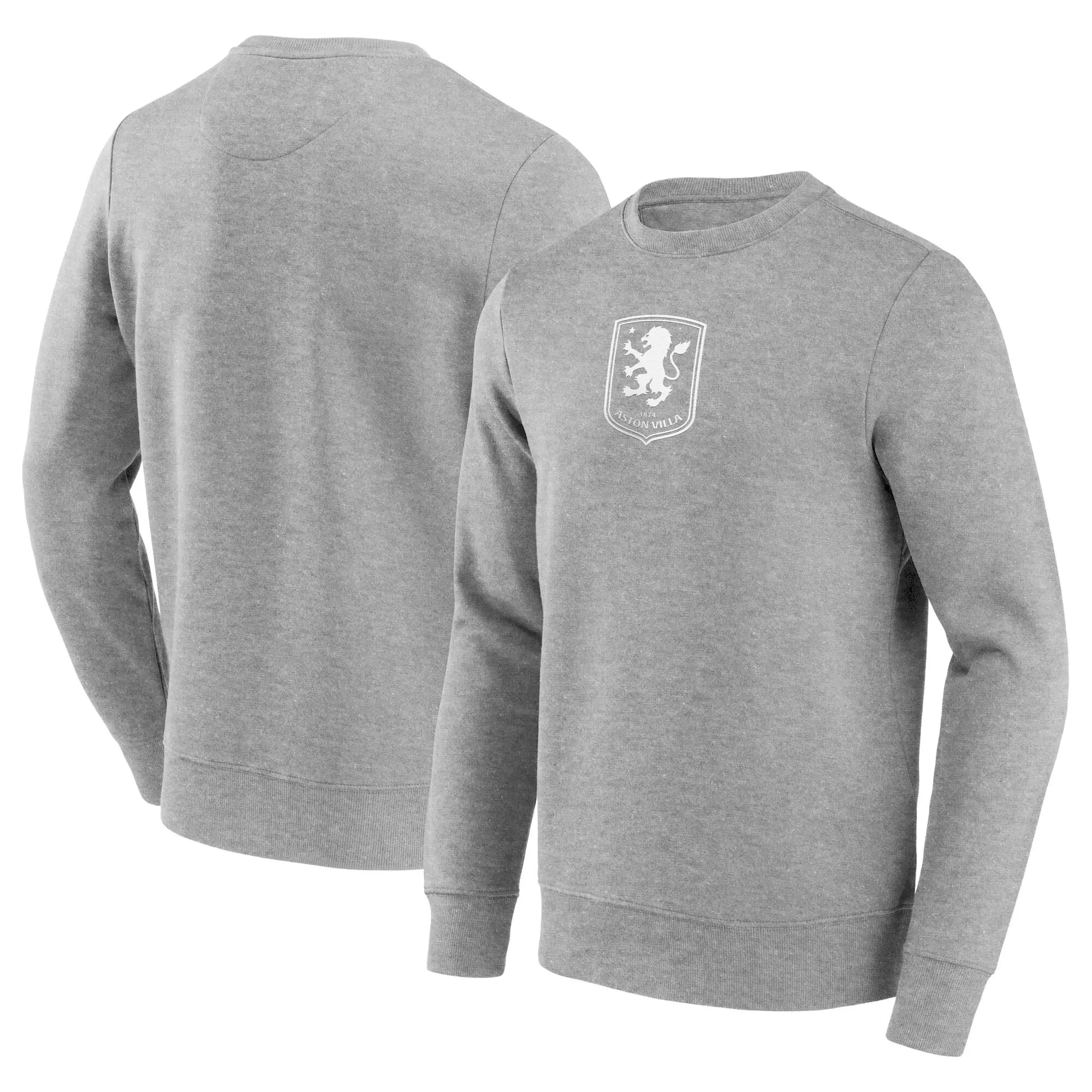 Fanatics Aston Villa Mono Logo Graphic Crew Sweatshirt - Sports Grey - Mens