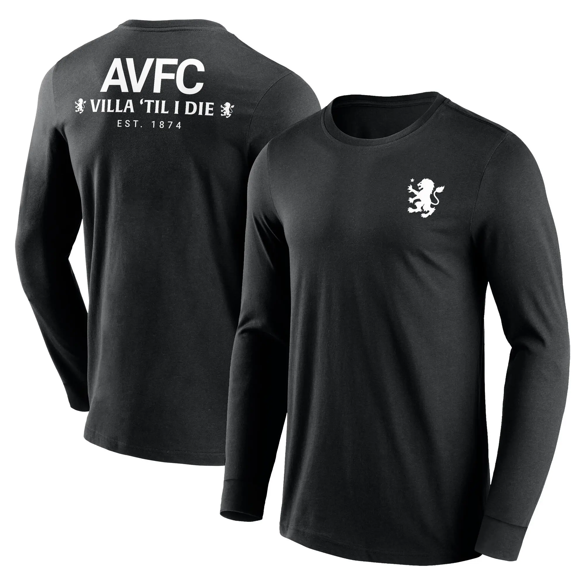 Fanatics Aston Villa End Credits Graphic Long Sleeve T-Shirt - Black - Mens