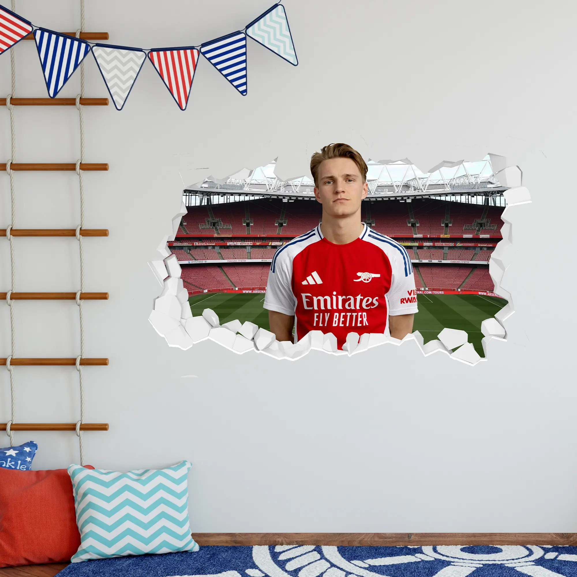 Arsenal Martin Odegaard 24-25 Broken Wall Sticker - 90cm width x 50cm Height