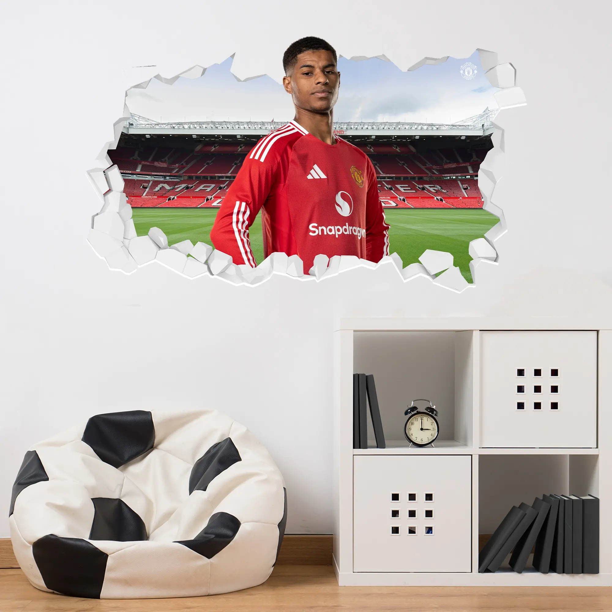 Manchester United Marcus Rashford 24-25 Broken Wall Sticker - 90cm width x 50cm height