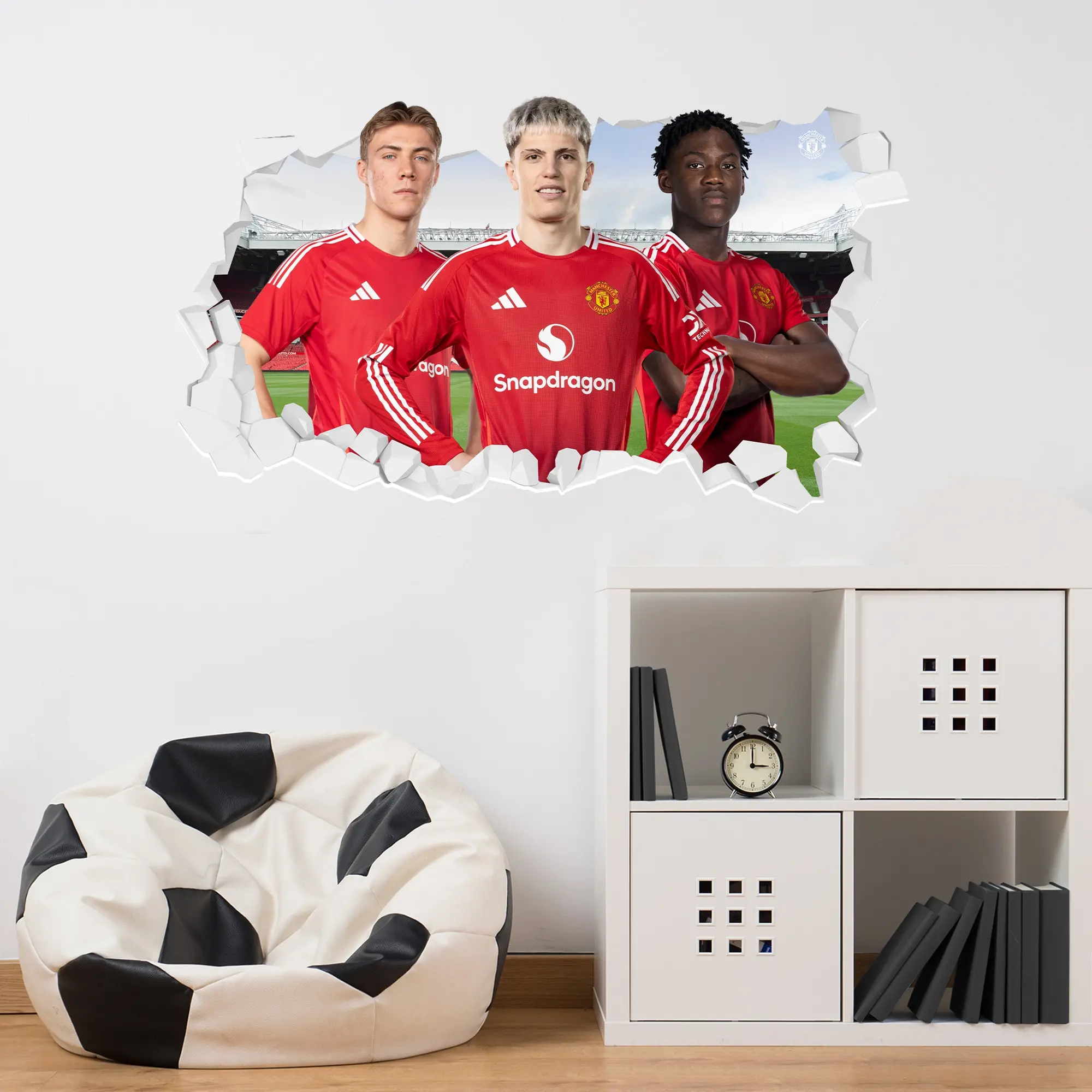 Manchester United 24-25 Attacking Trio Broken Wall Sticker - 90cm width x 50cm height