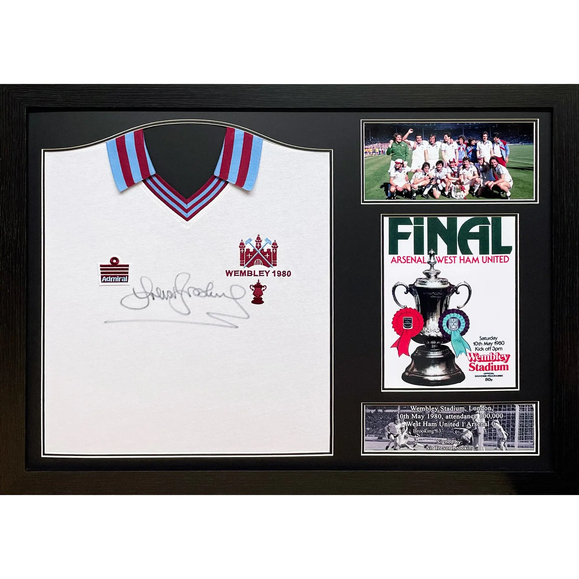 Trevor Brooking 1980 FA Cup Final Signed Shirt - Framed