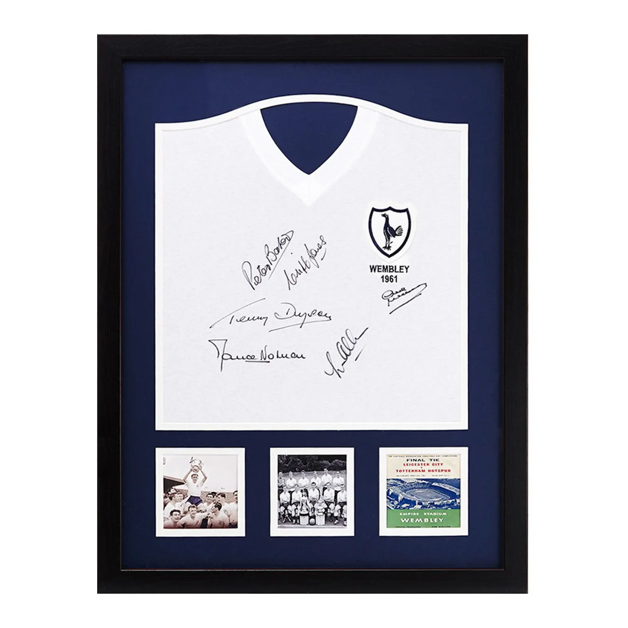 Spurs Double Winners Shirt Signed x 6- Framed