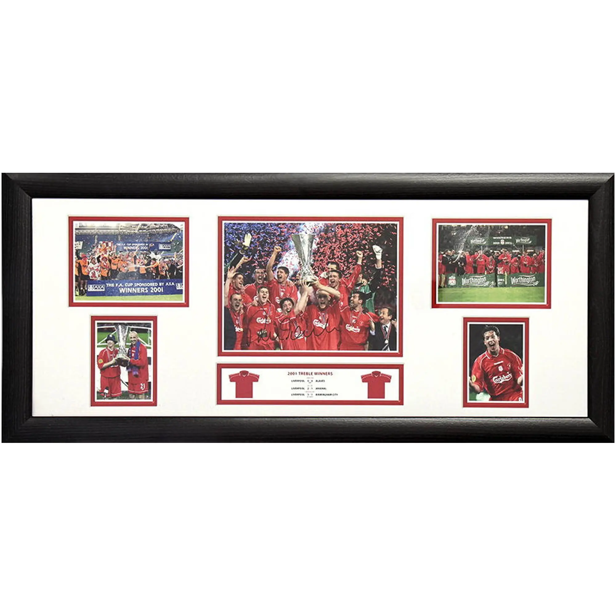 Robbie Fowler Signed 2001 Treble Storyboard - Framed