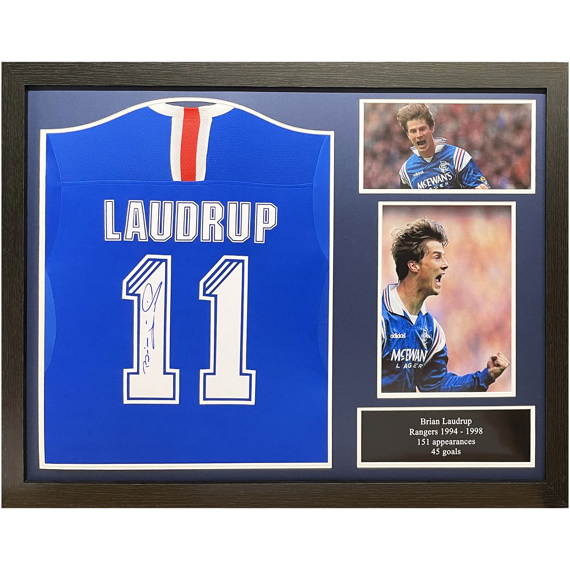 Champion Brian Laudrup Signed Glasgow Rangers Shirt - Framed