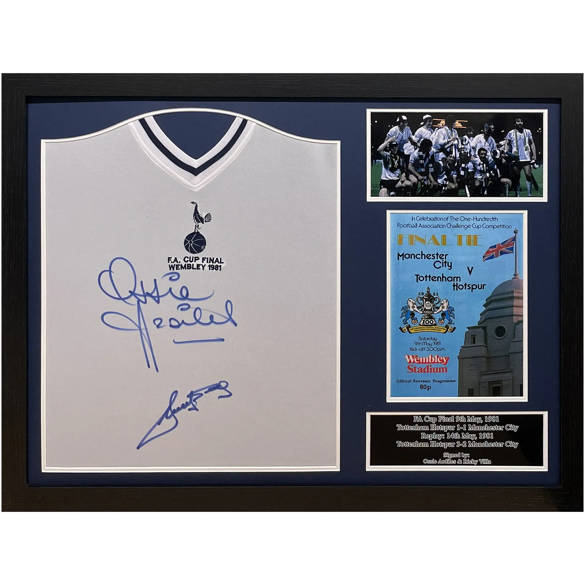 Ossie Ardiles & Ricky Villa Dual Signed Tottenham 1981 FA Cup Final Shirt - Framed