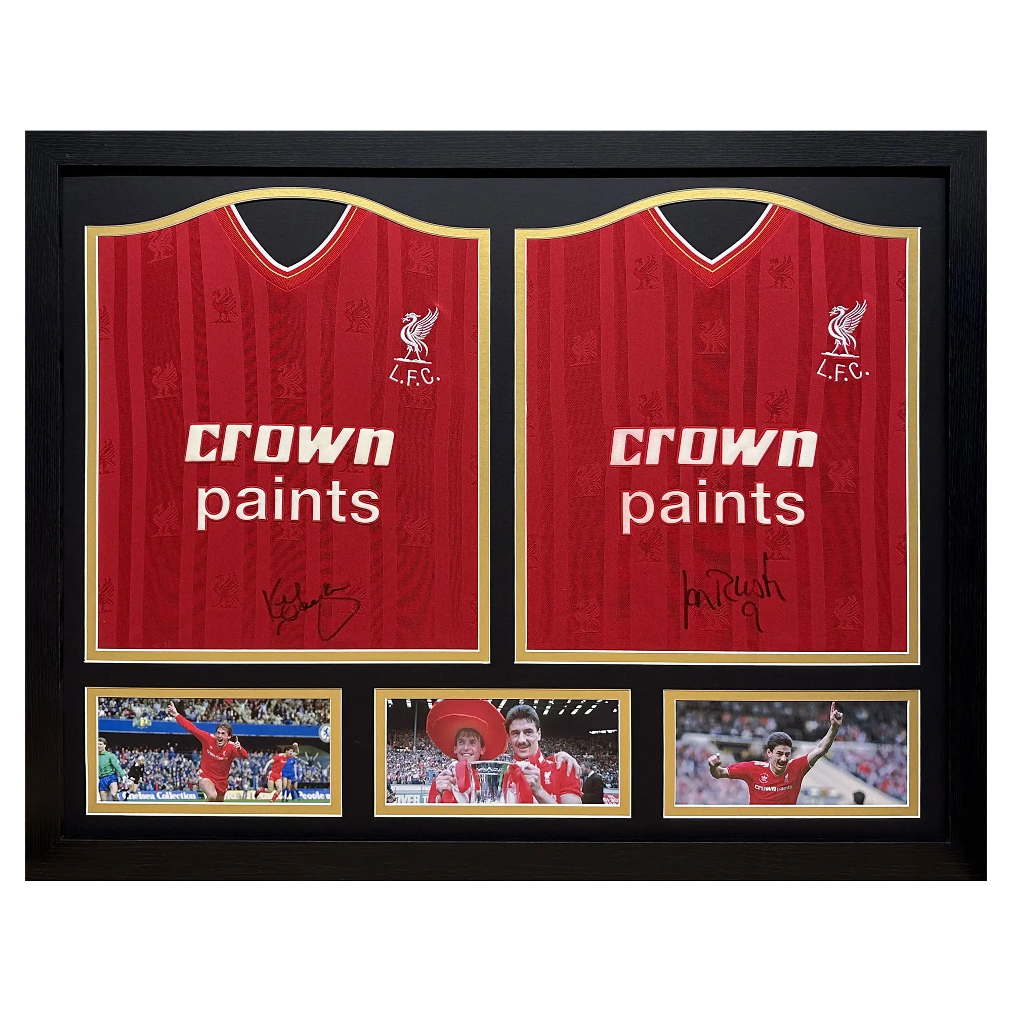 Liverpool Ian Rush & Kenny Dalglish Double Signed Shirt Display