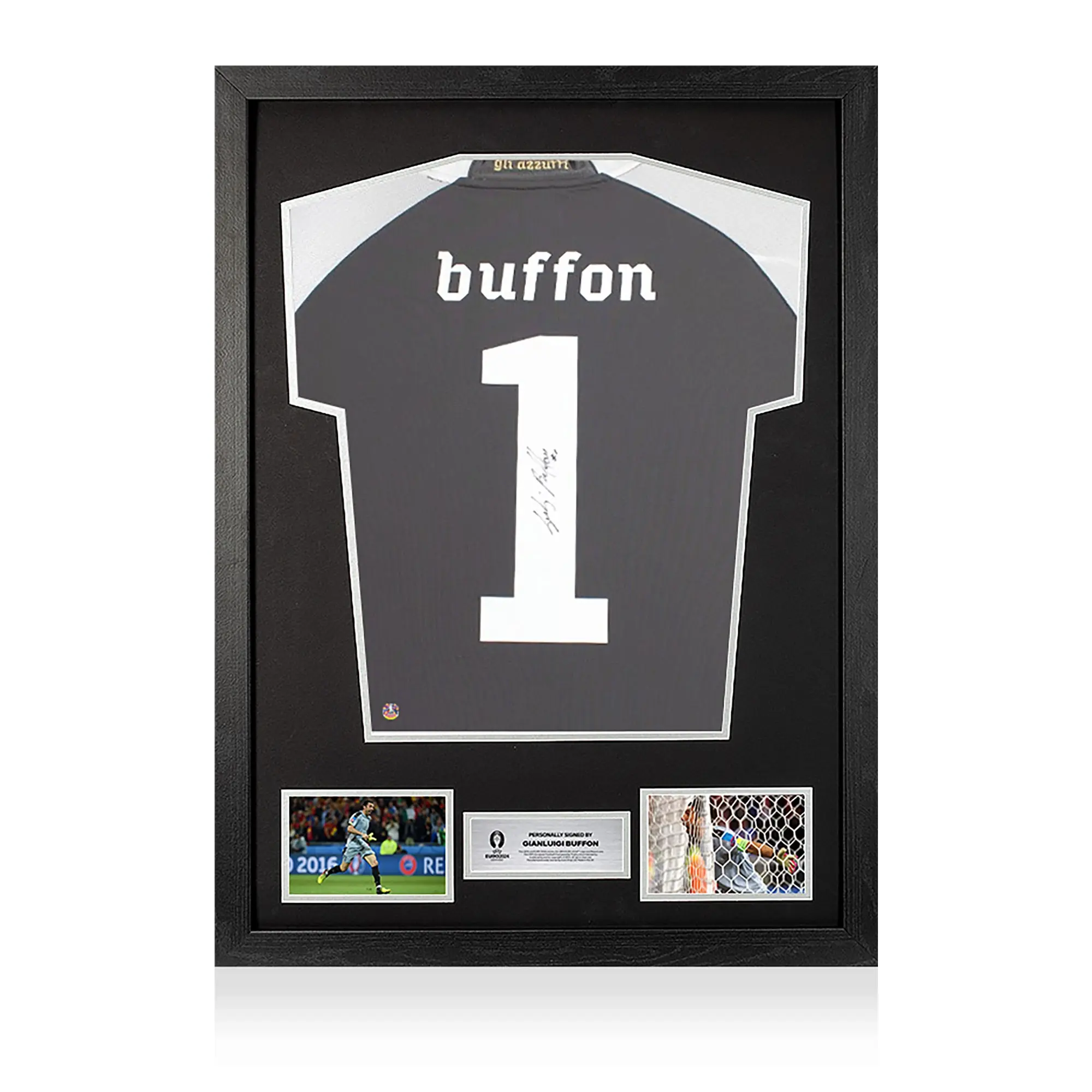 Icons UEFA 2024 Gianluigi Buffon Back Signed and Framed Italy 2010-12 Goalkeeper Shirt