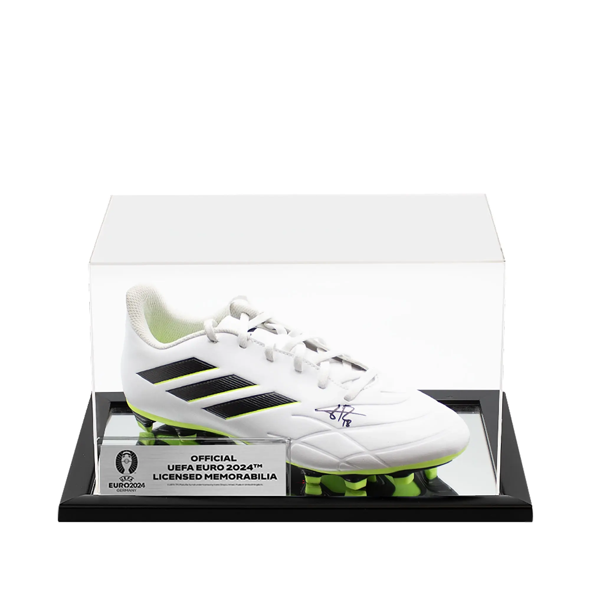 UEFA 2024 Jordi Alba Official Signed Adidas Copa Football Boot In Acrylic Case