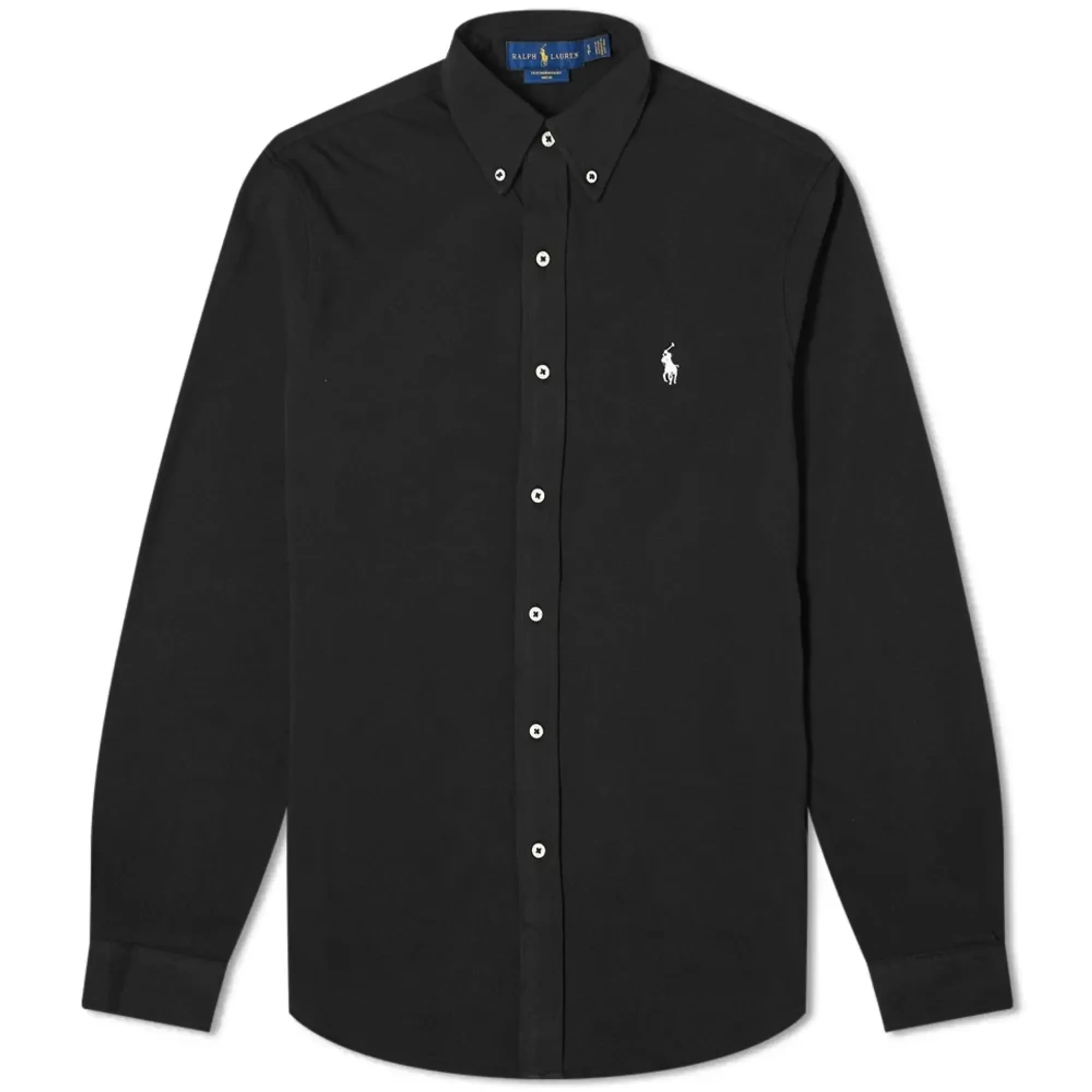 Polo Ralph Lauren Men's Slim Fit Button Down Pique Shirt Polo Black