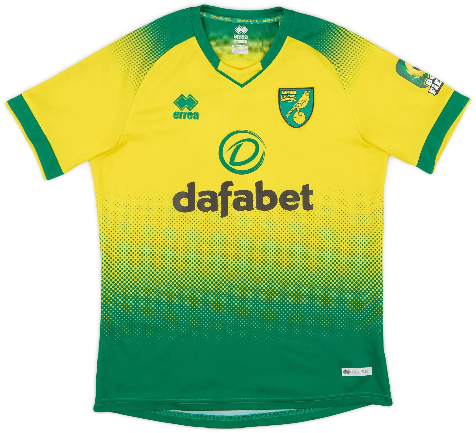 Errea 2019-20 Norwich Home Shirt - 8/10 - (L)