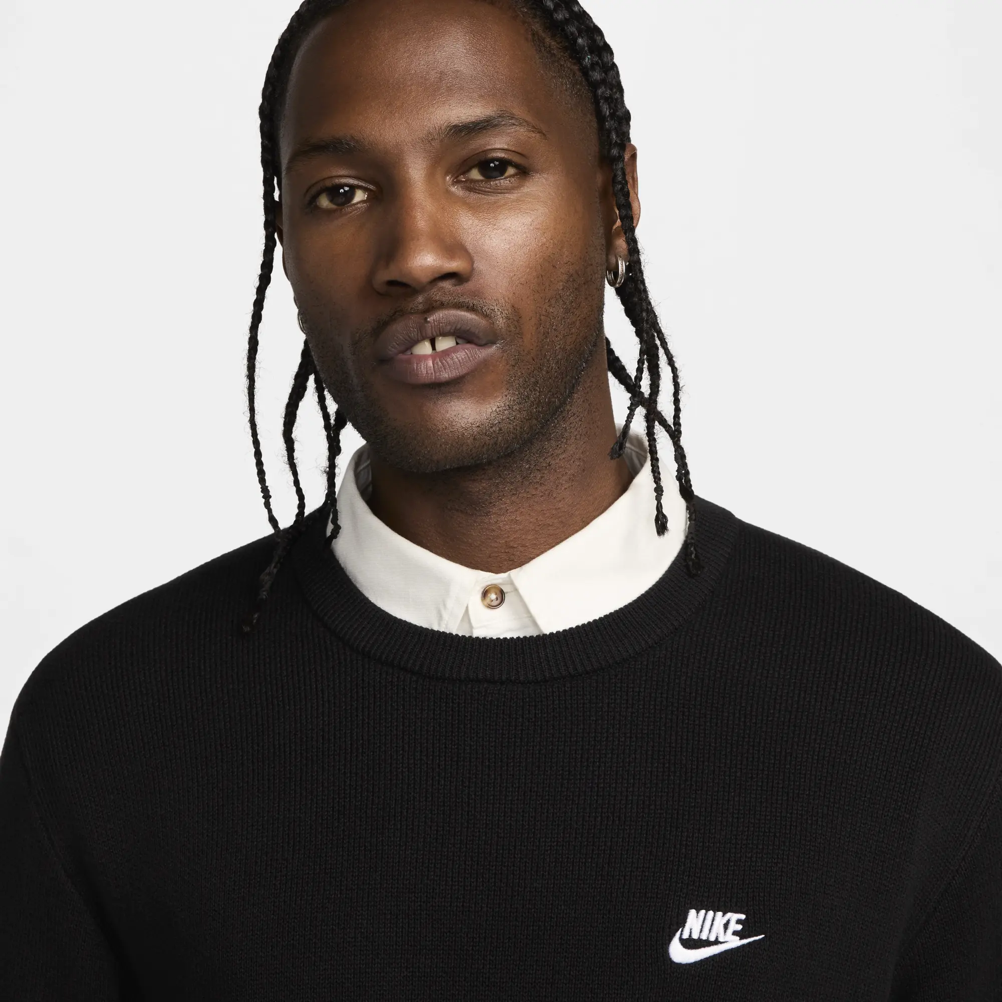 Nike Club Men's Crew-Neck Jumper - Black - Cotton