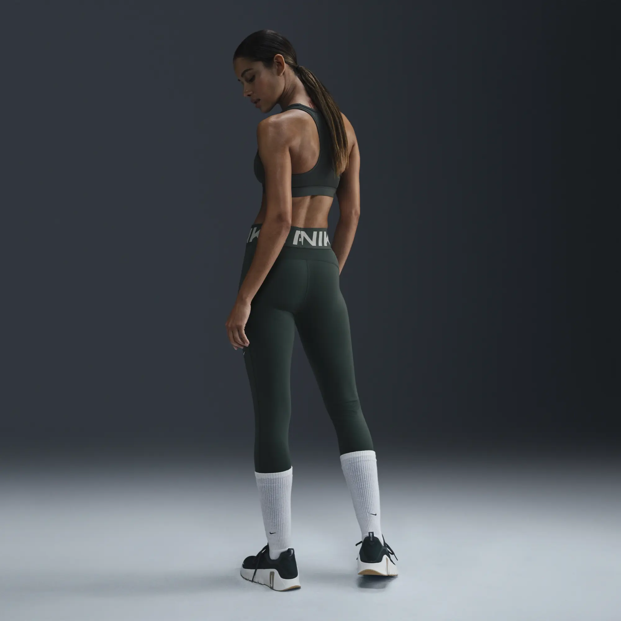 Nike Pro Training Sculpt High Waisted Leggings In Green