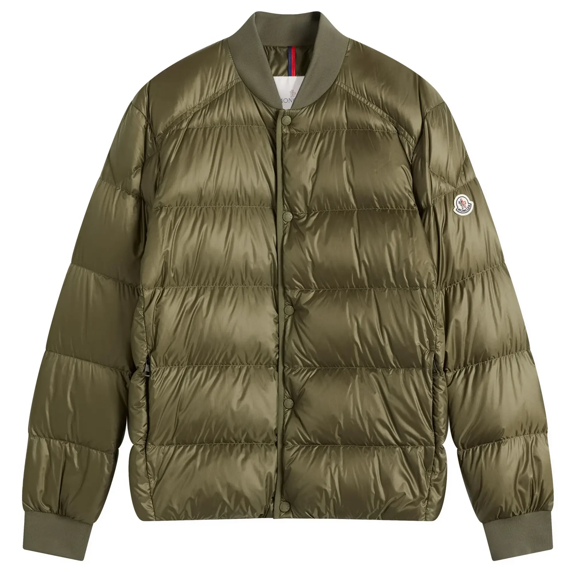 Moncler Men's Bazena Micro Rip Stop Bomber Jacket Olive