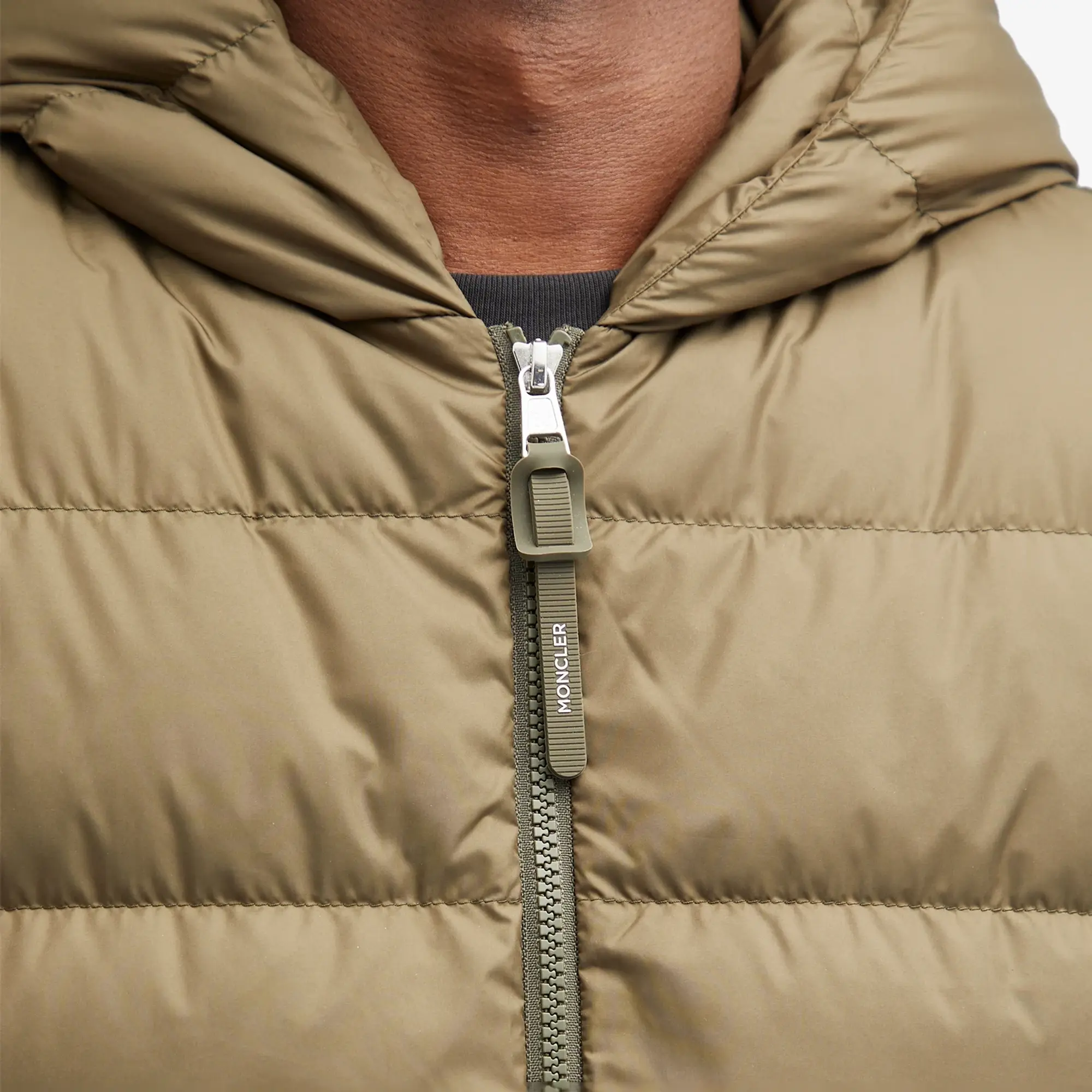 Moncler Men's Down Knit Waffle Jacket Olive