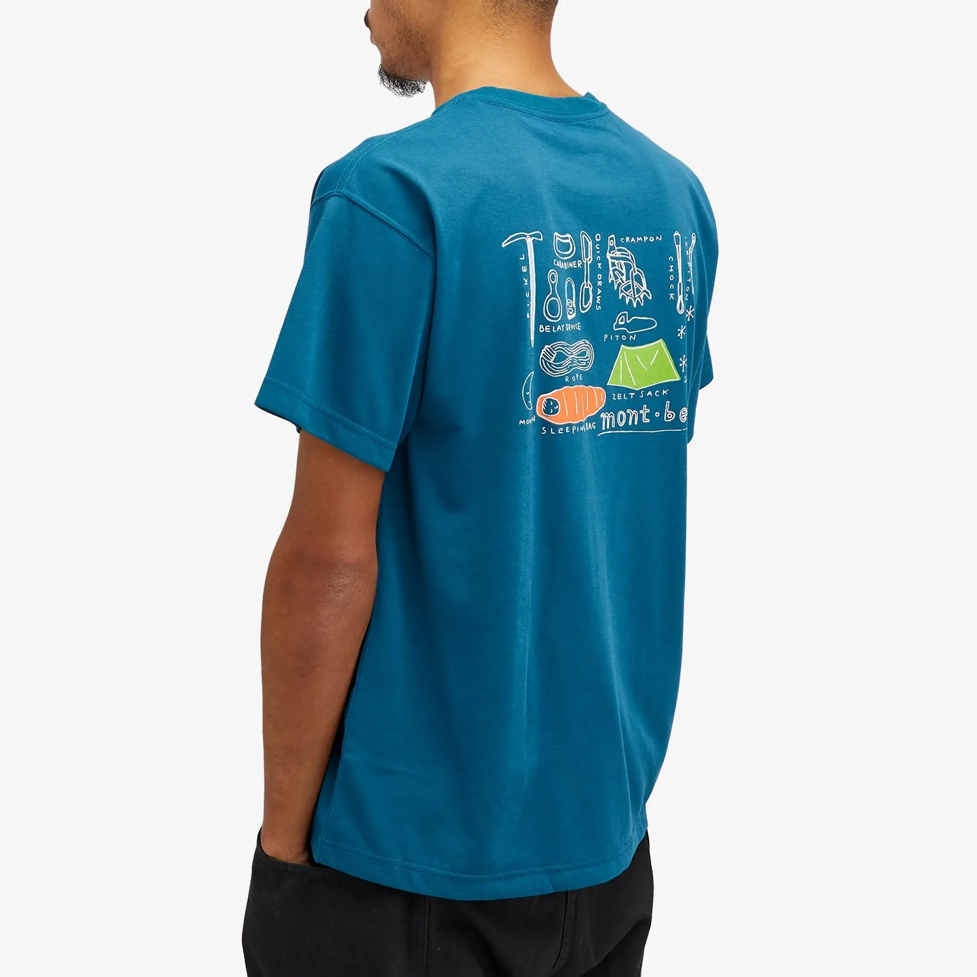 Montbell Men's Mountain Gear T-Shirt Blue Green