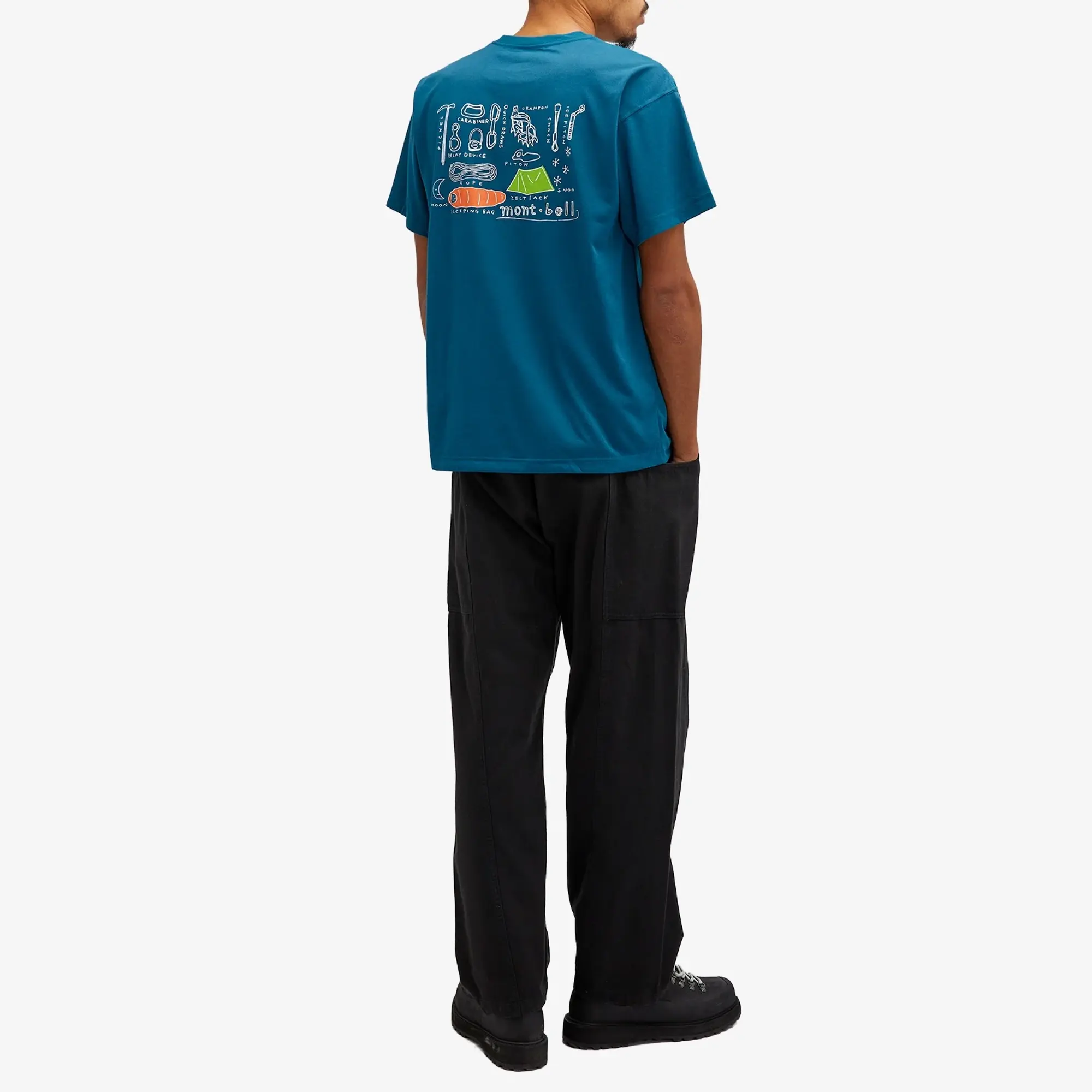 Montbell Men's Mountain Gear T-Shirt Blue Green