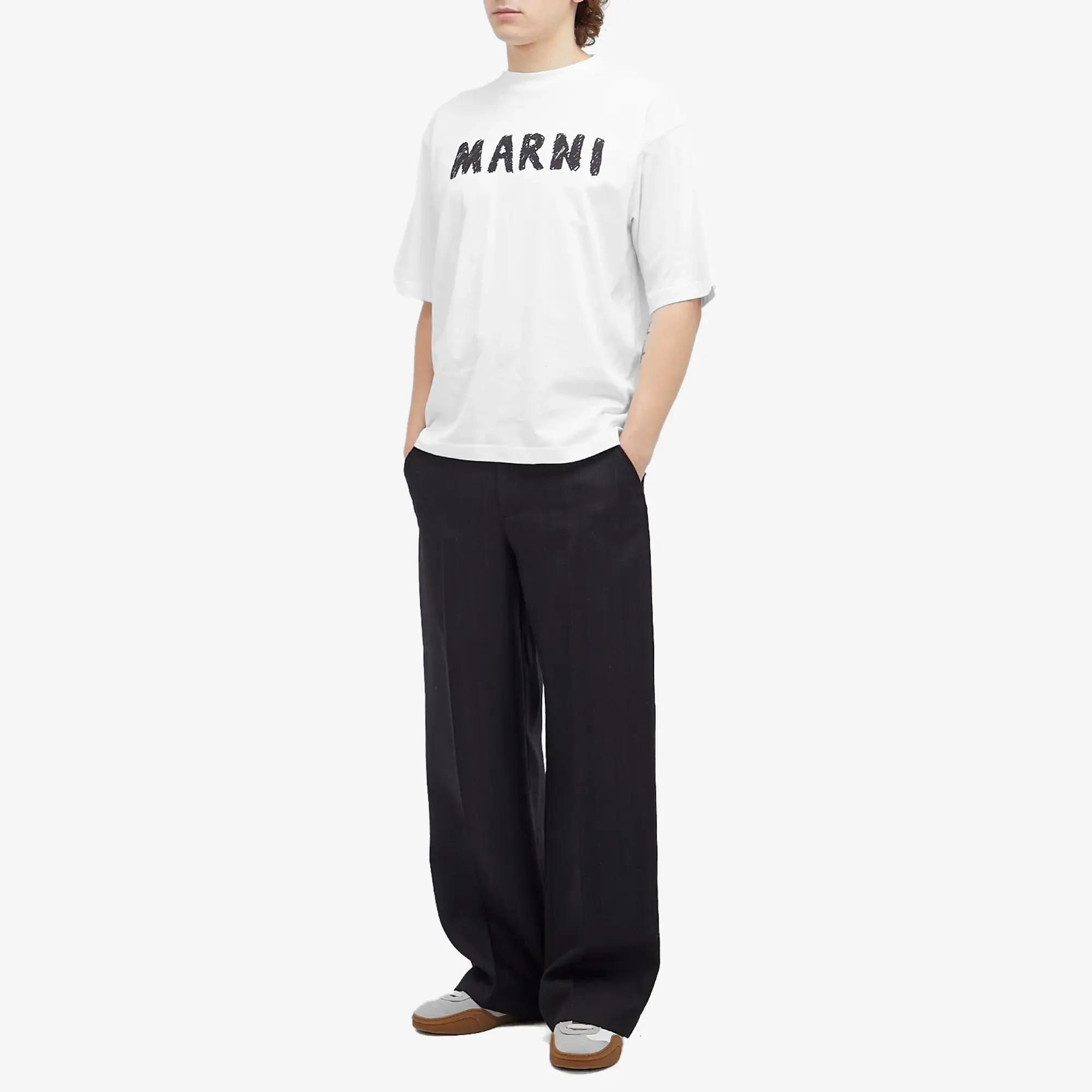 Marni Men's Scribble Logo T-Shirt Lily White