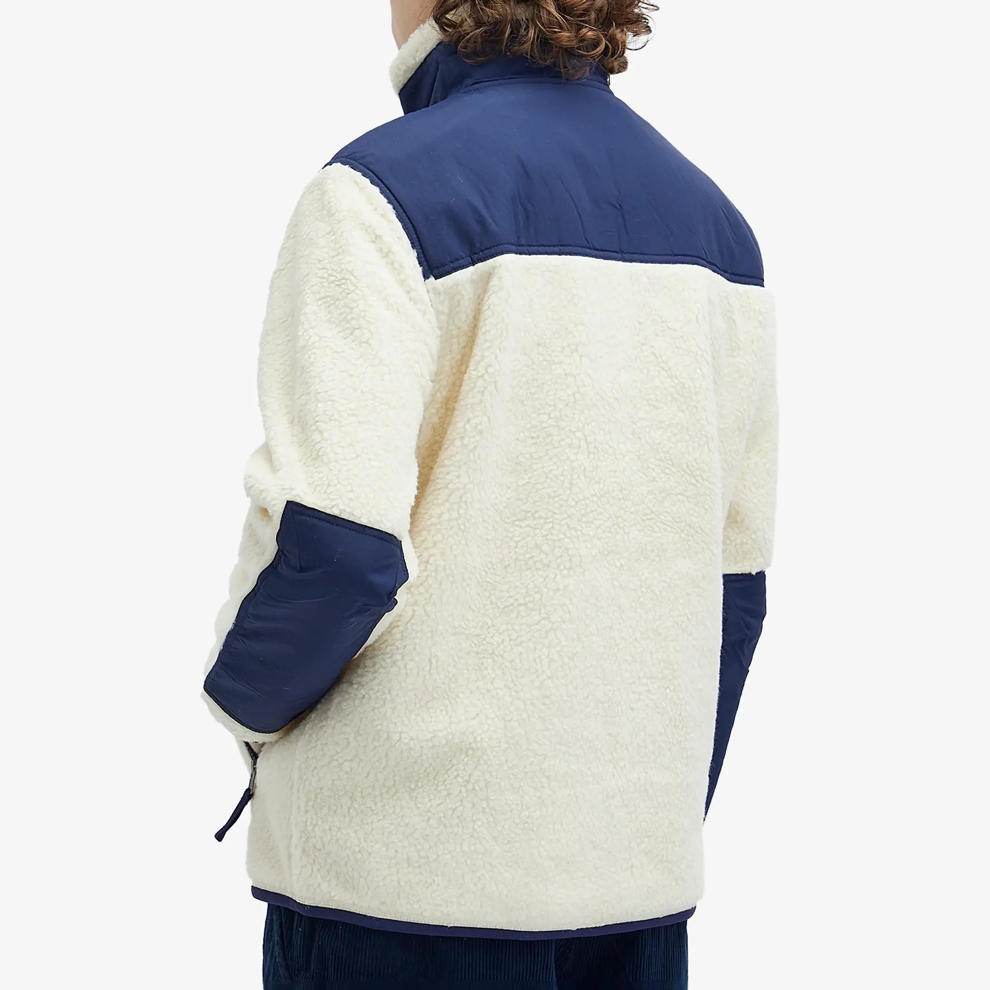 Polo Ralph Lauren Men's Zip Through Panel Fleece Winter Cream/Newport Navy