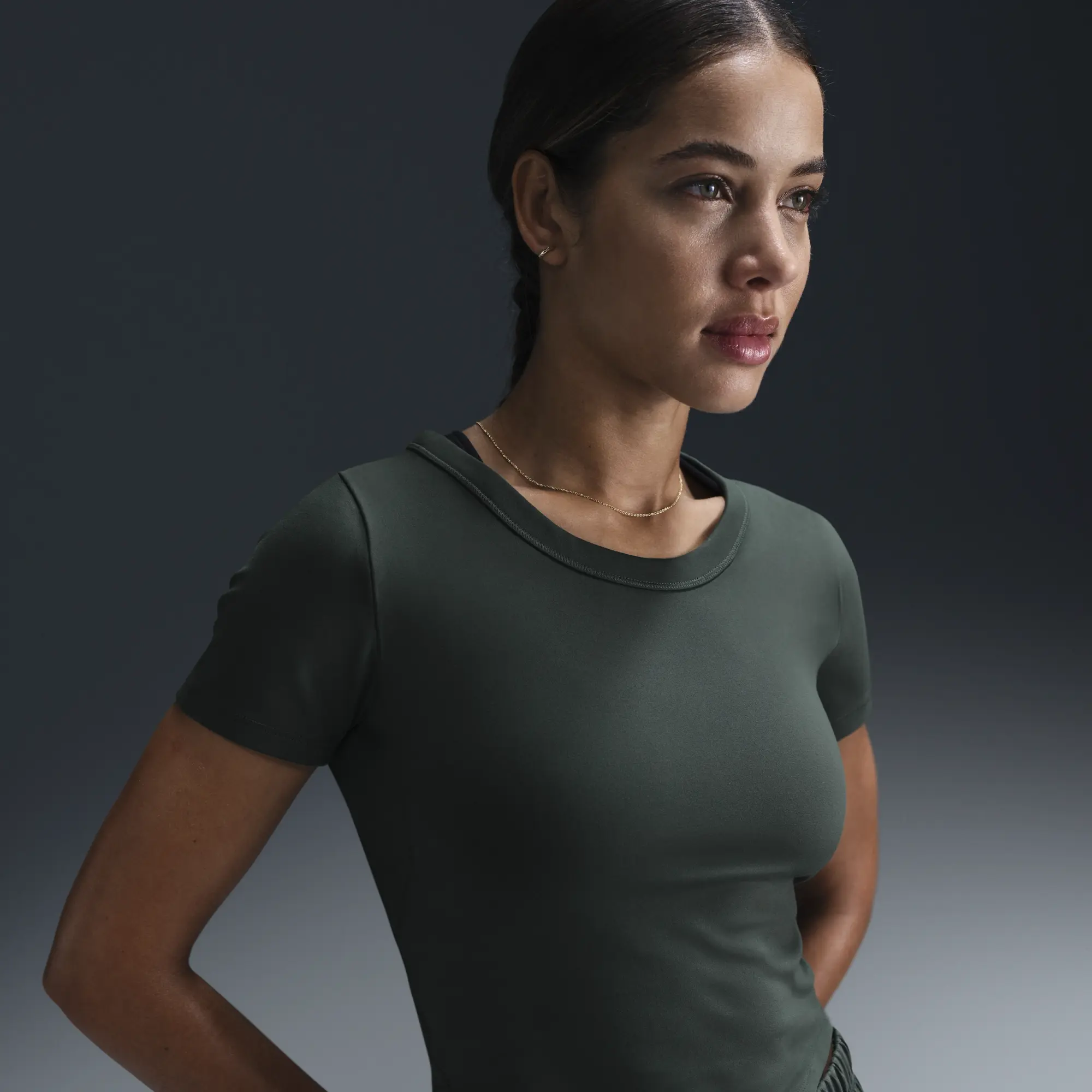 Nike One Fitted Women's Dri-FIT Short-Sleeve Cropped Top - Green - Polyester/Elastane