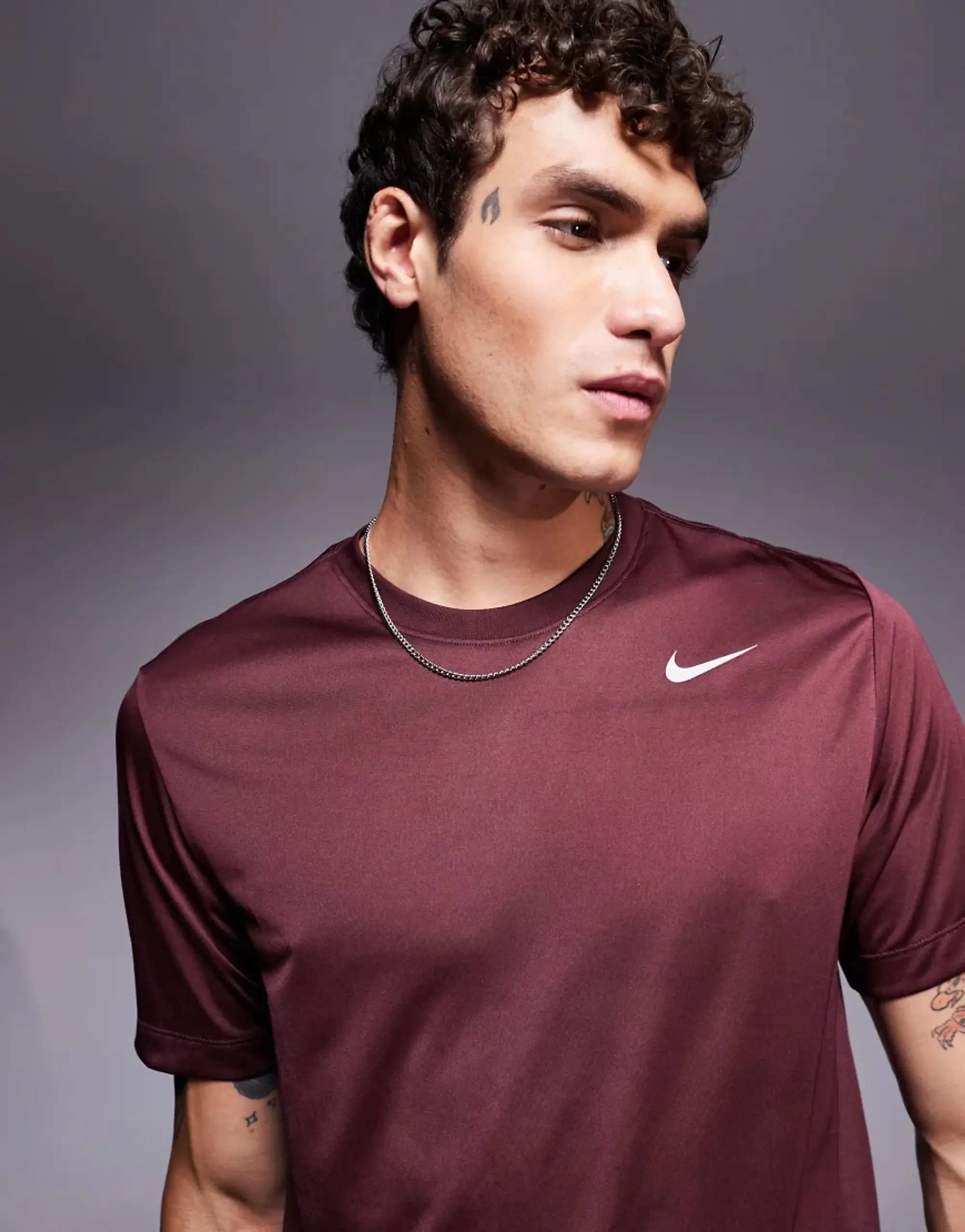 Nike Dri-Fit Miler UV Running Shirt Men - Wine Red