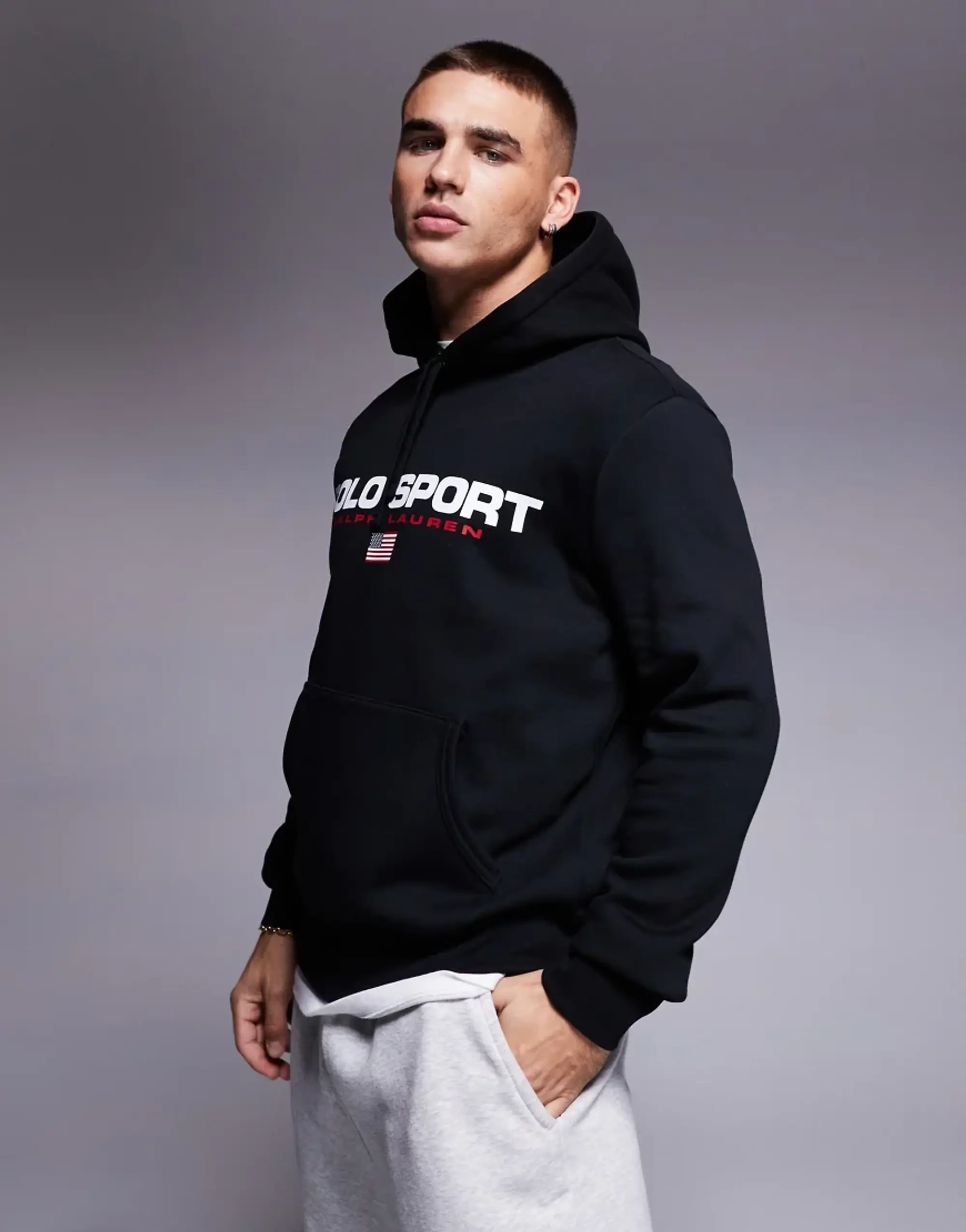 Polo Ralph Lauren Sports Capsule Logo Hoodie In Black