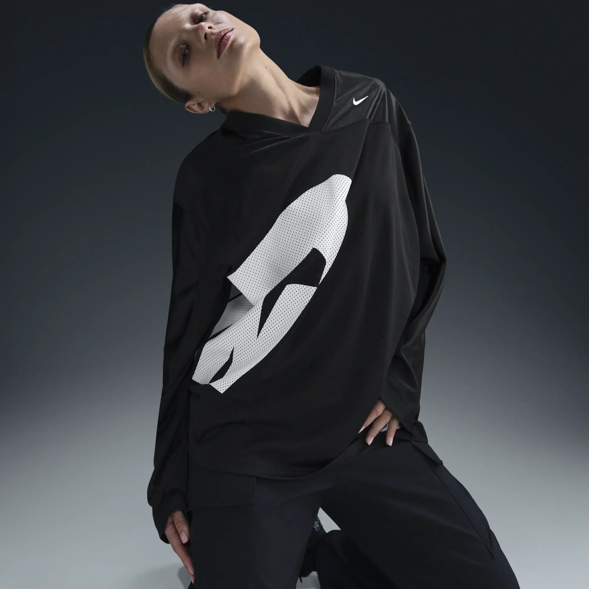 Nike Dance Logo Long Sleeve Jersey In Black