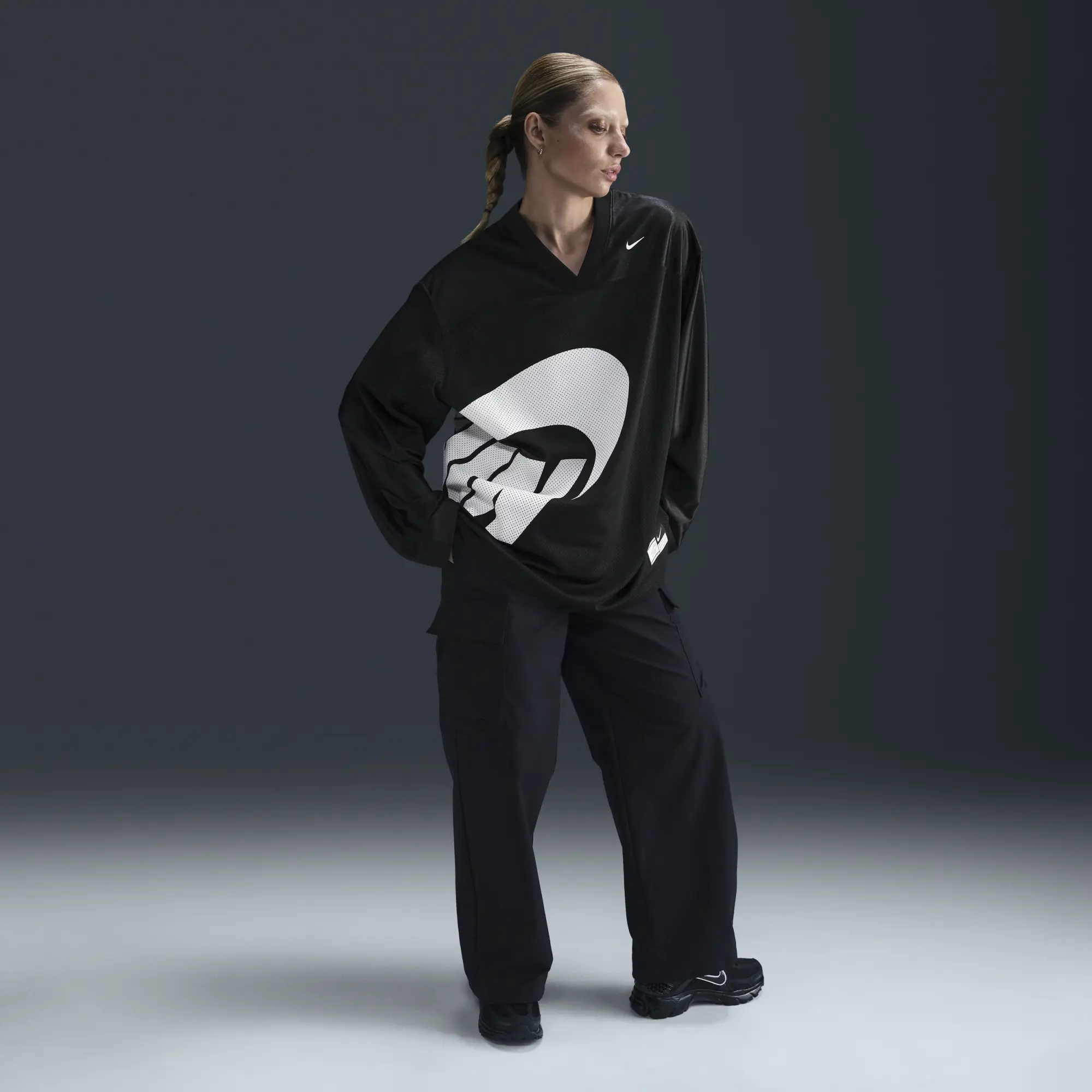 Nike Dance Logo Long Sleeve Jersey In Black