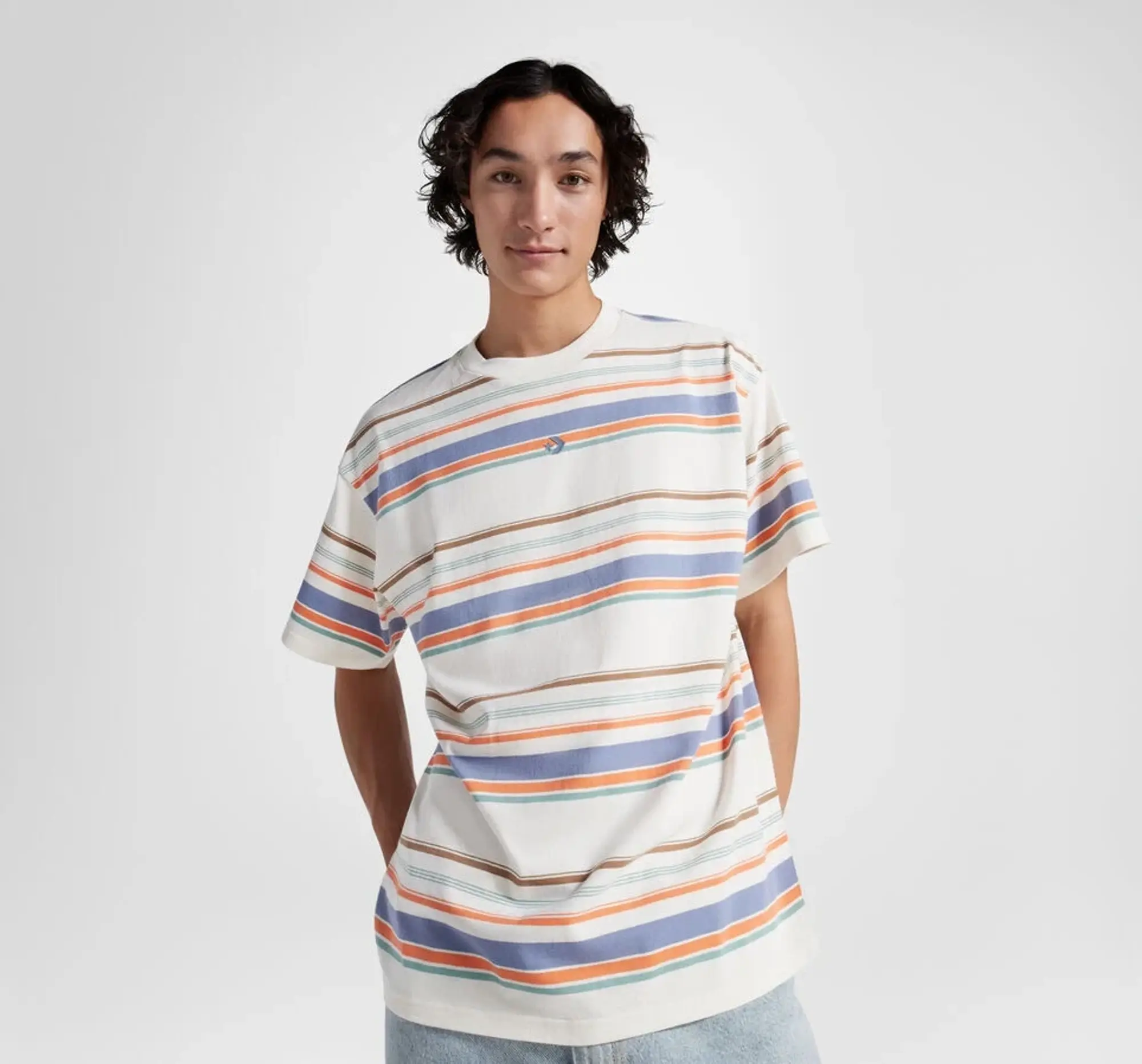 Converse Striped Loose-Fit T-Shirt - Beige