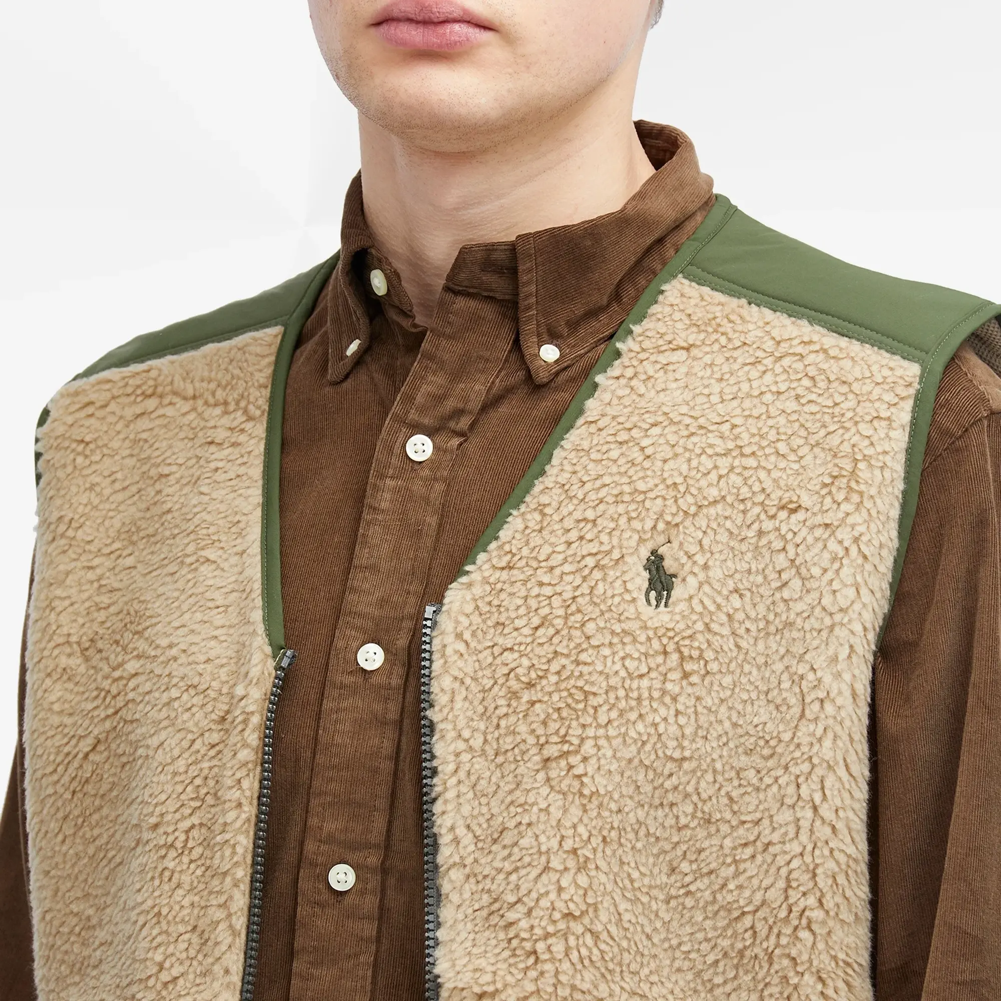 Polo Ralph Lauren Men's Zip Through Gilet Desert Khaki/Dark Loden