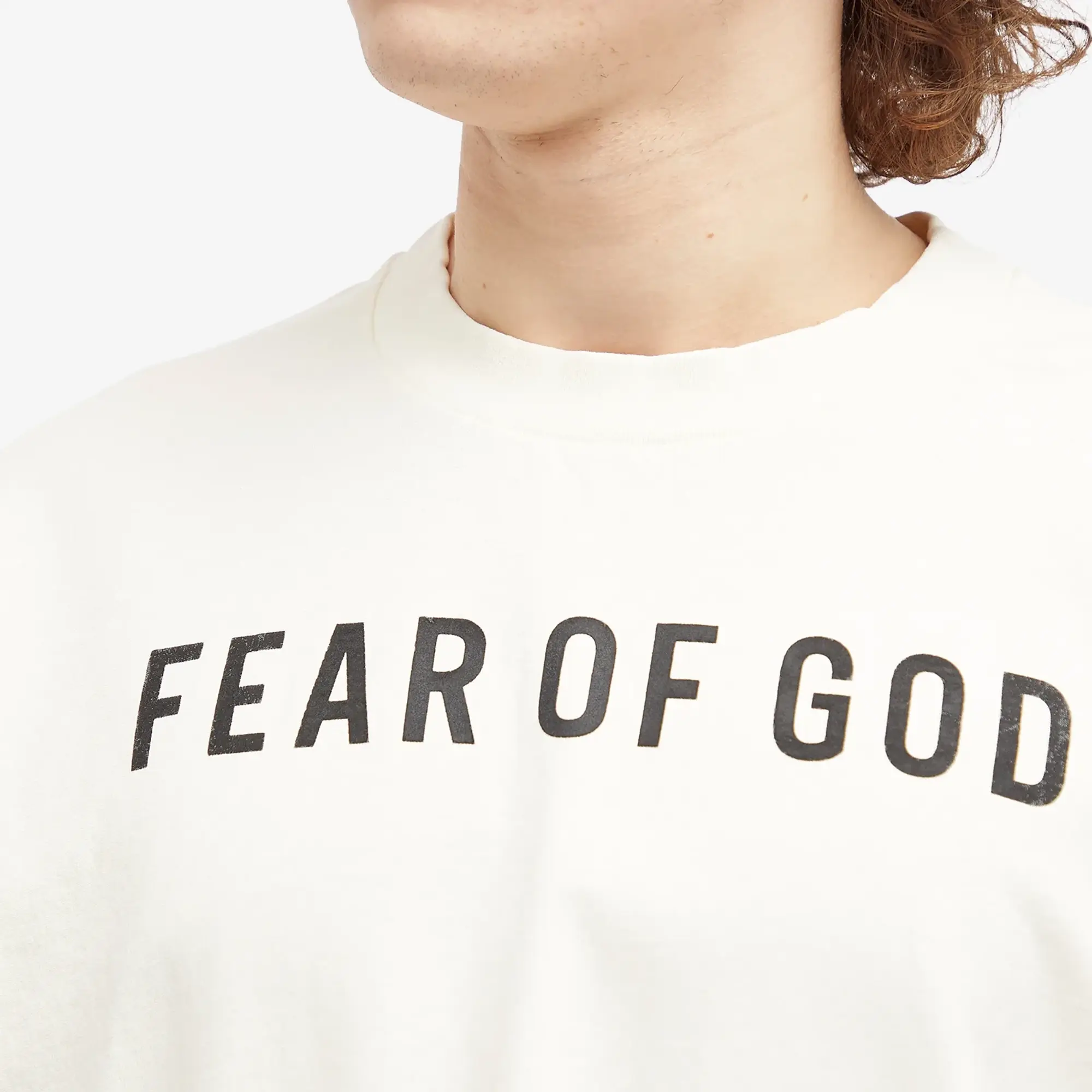 Fear of God Men's Long Sleeve Thunderbird Logo T-Shirt Cream