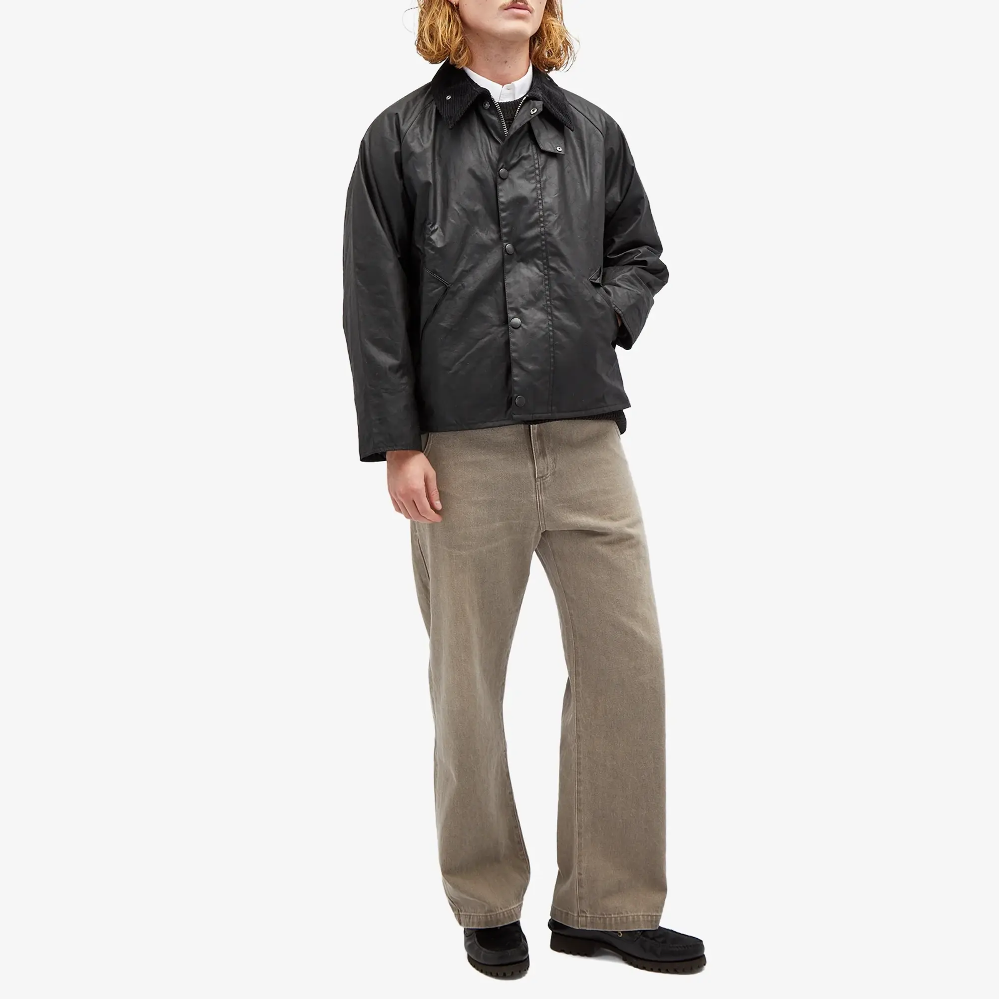 Barbour Men's OS Transport Wax Jacket Black