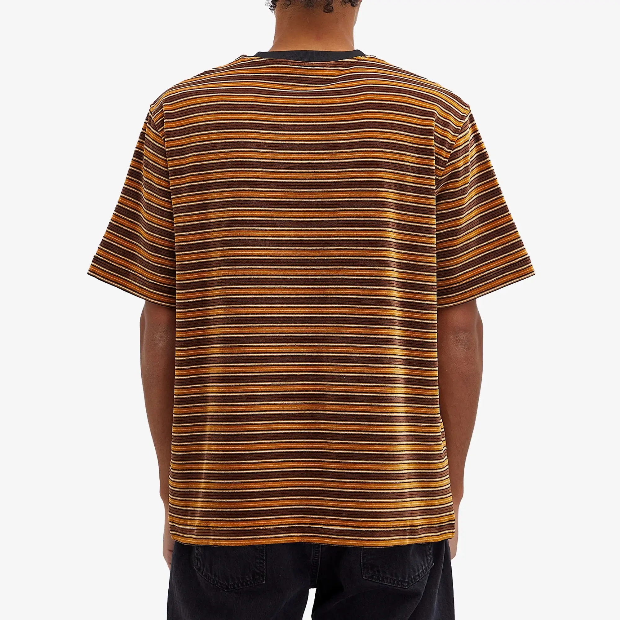 Maison Kitsuné Maison Kitsune Striped Velvet Oversize T-Shirt Sequoia/Birch