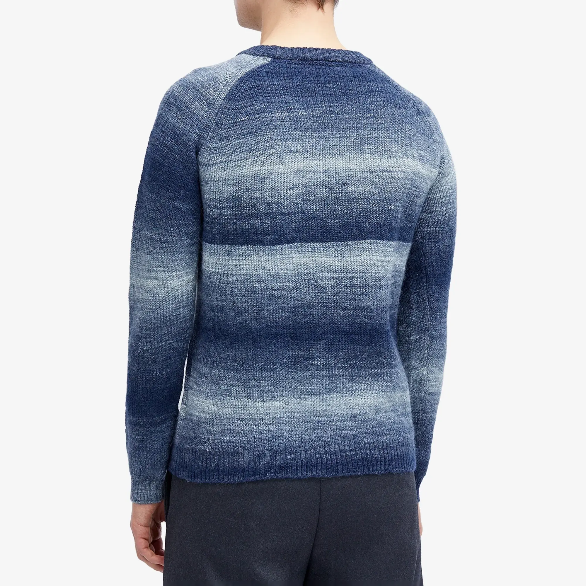 Percival Men's Patina Ribbed Crew Neck Sweater Blue