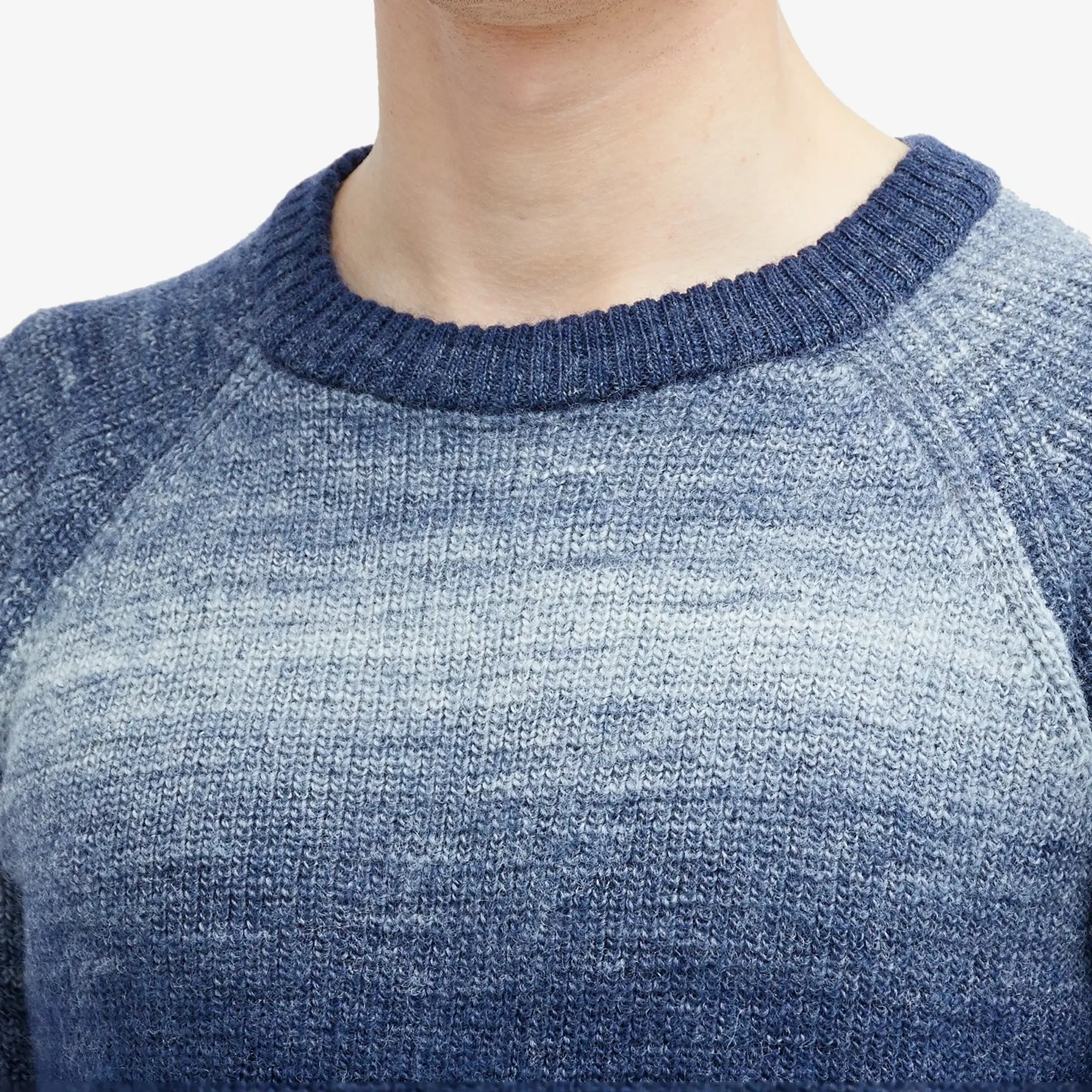 Percival Men's Patina Ribbed Crew Neck Sweater Blue