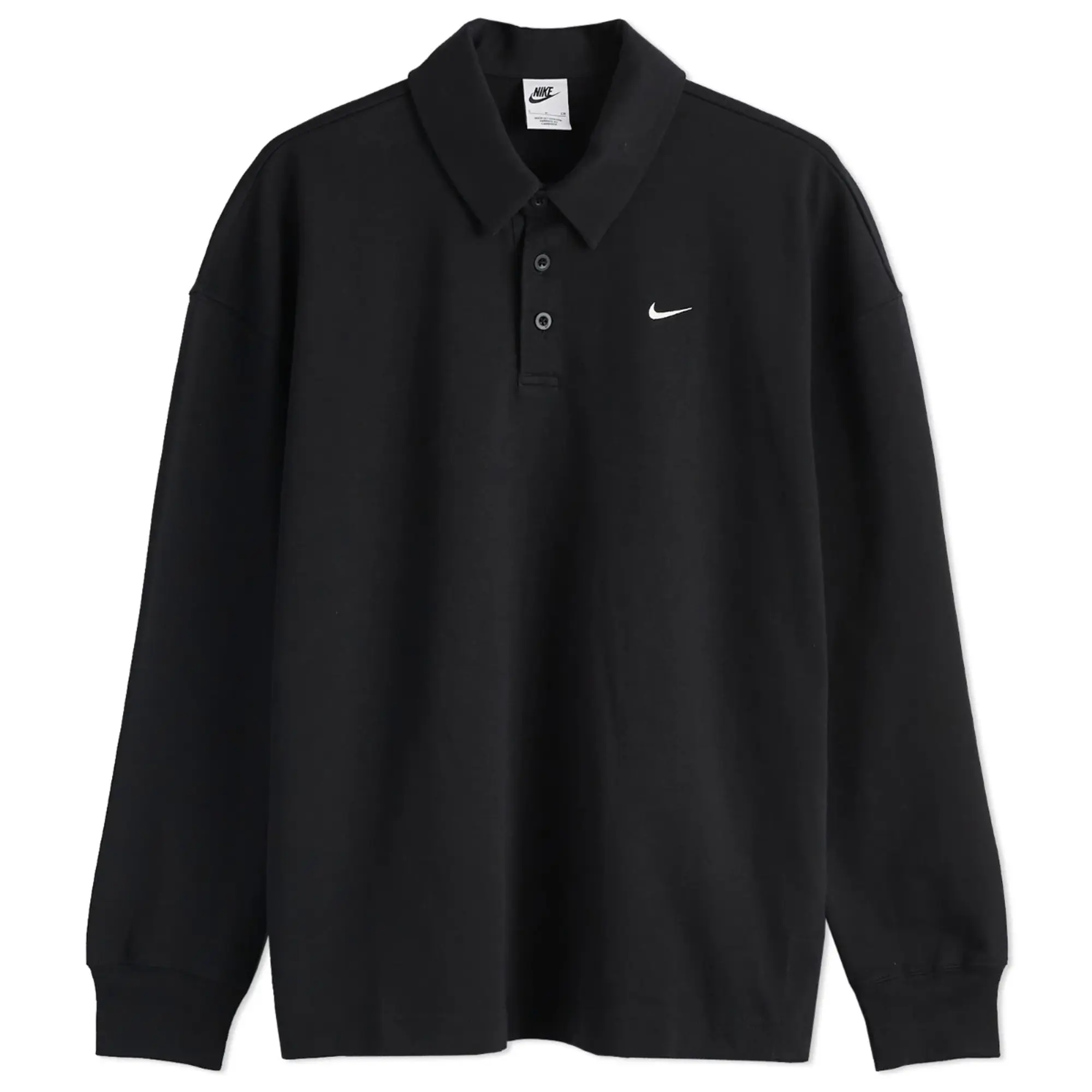 Nike Women's Essential Oversized Long-Sleeve Polo Black/Sail