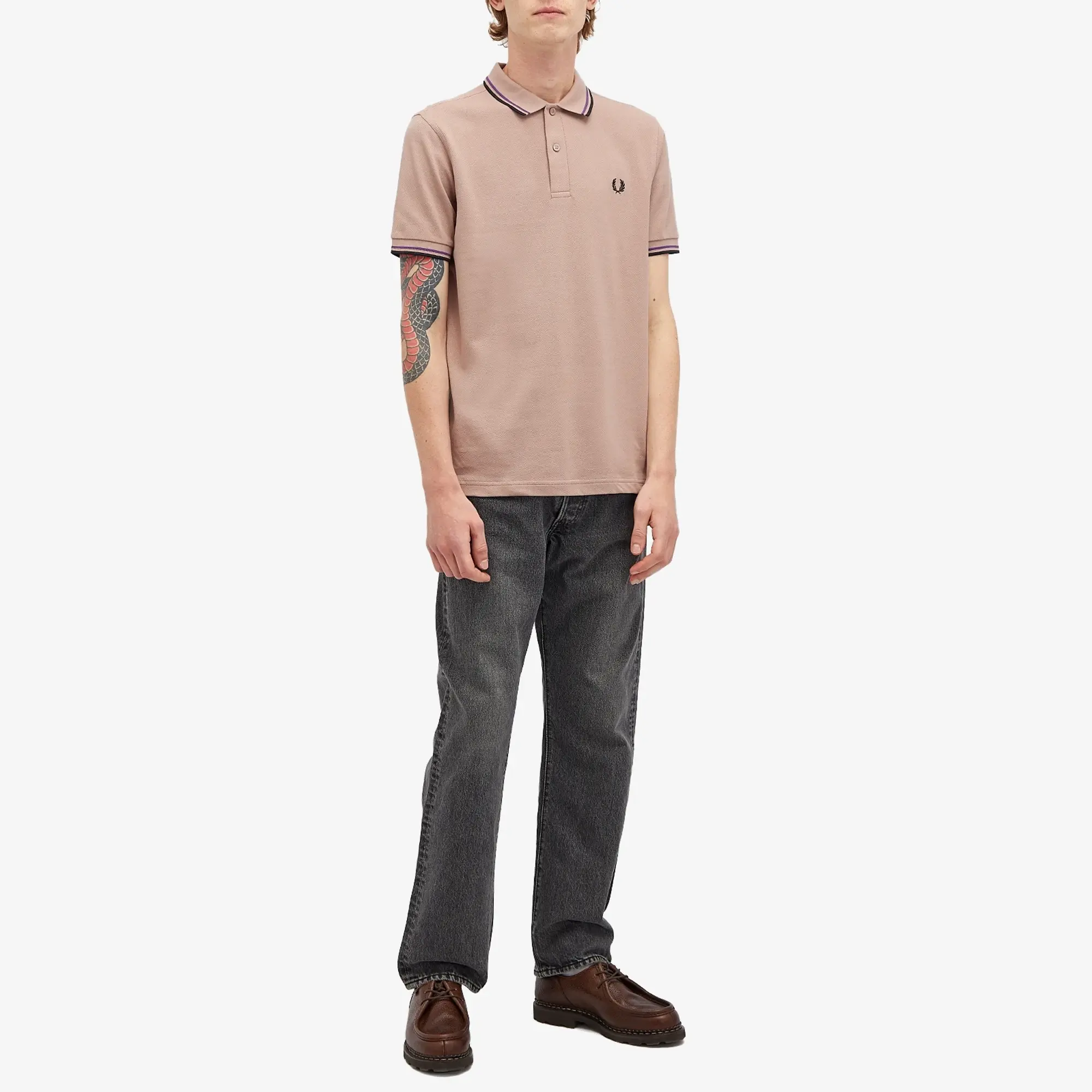 Fred Perry Men's Twin Tipped Polo Dark Pink/Amethyst/Black