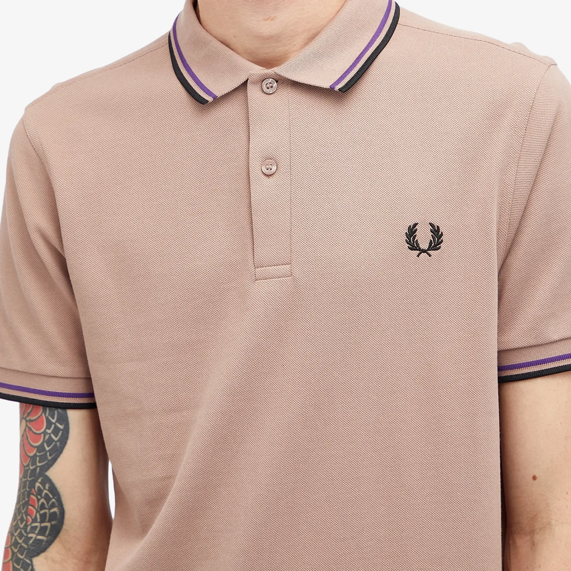 Fred Perry Men's Twin Tipped Polo Dark Pink/Amethyst/Black