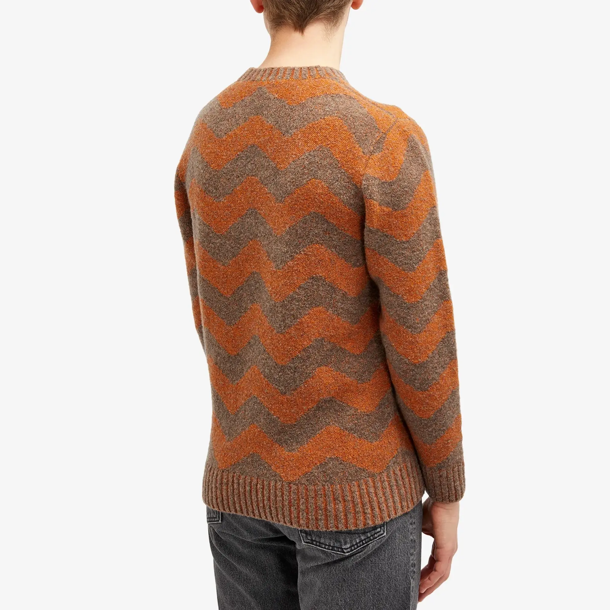 Country Of Origin Men's Thames Stripe Knit Jumper Light Brown/Orange