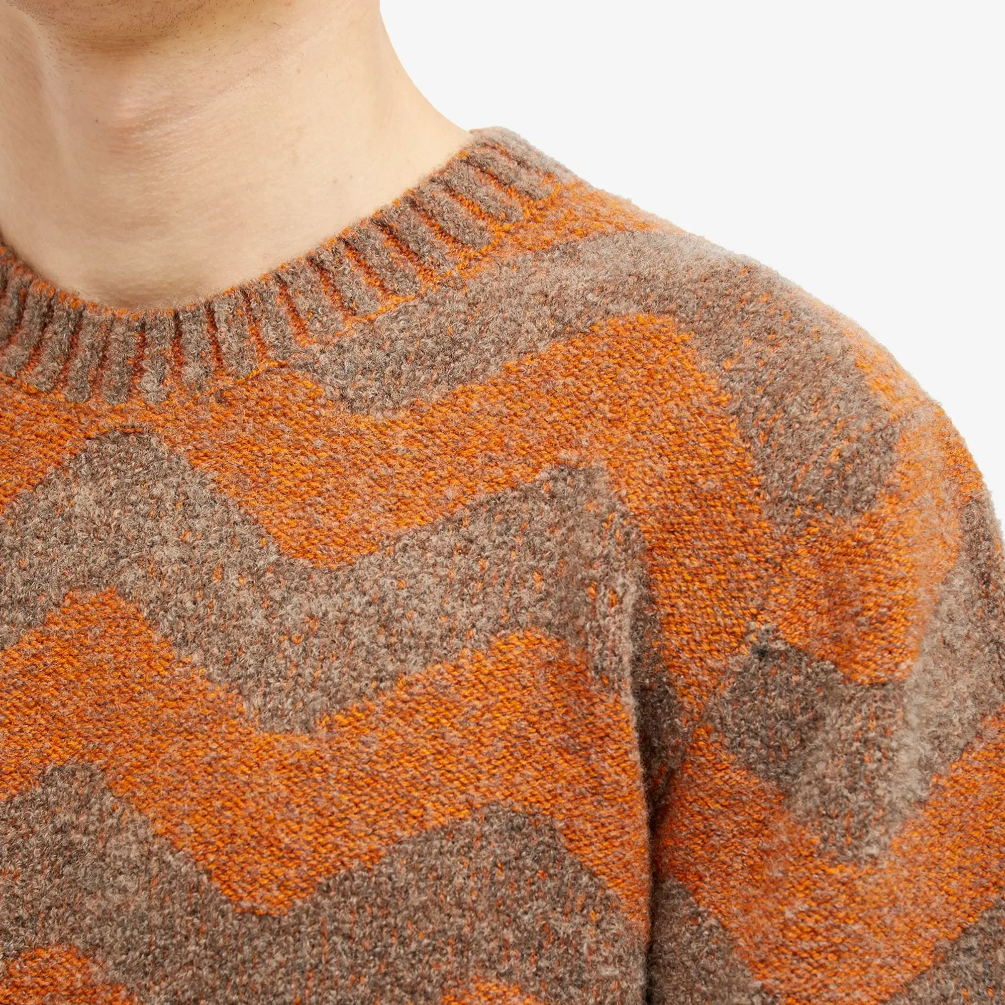 Country Of Origin Men's Thames Stripe Knit Jumper Light Brown/Orange