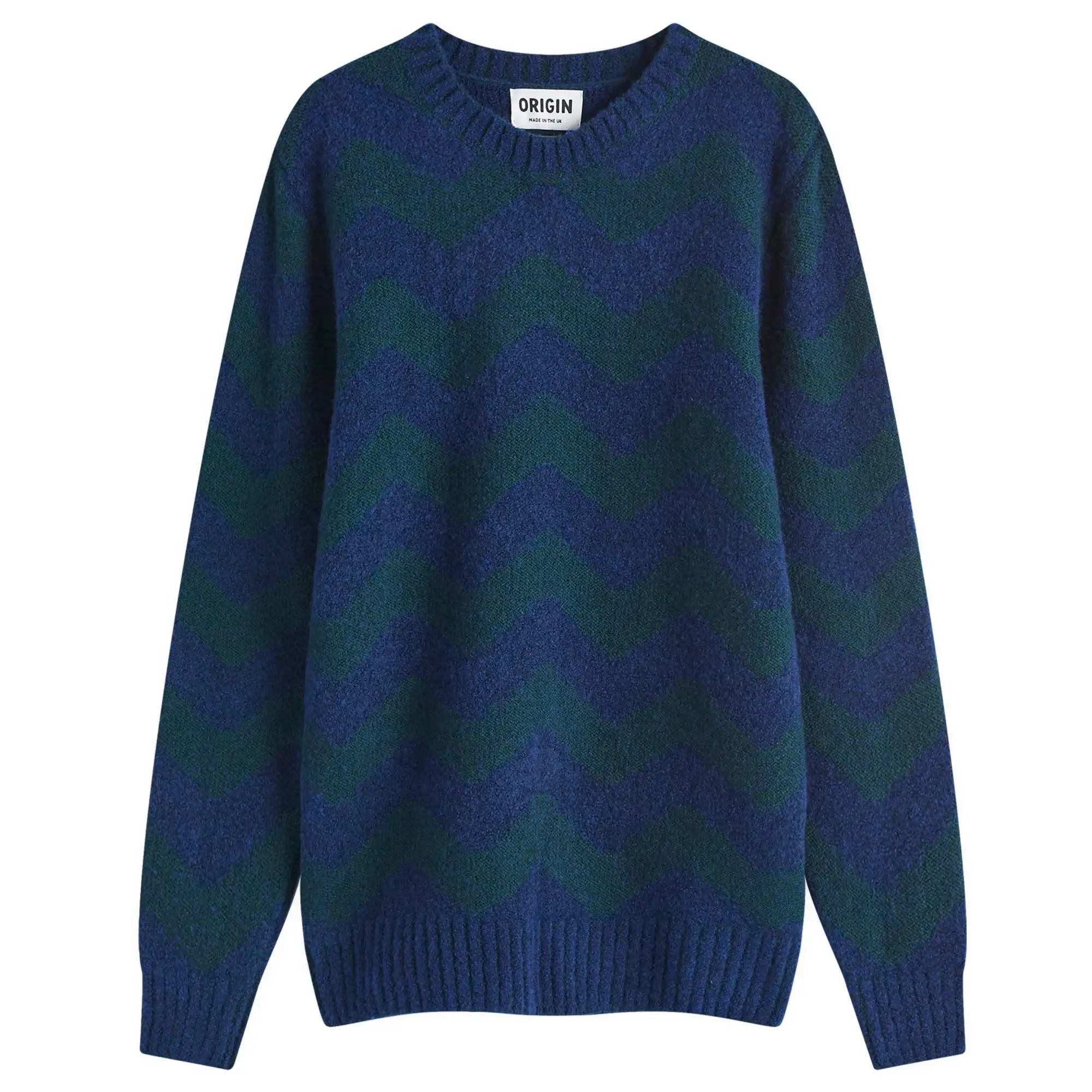 Country Of Origin Men's Thames Stripe Knit Jumper Navy Tartan