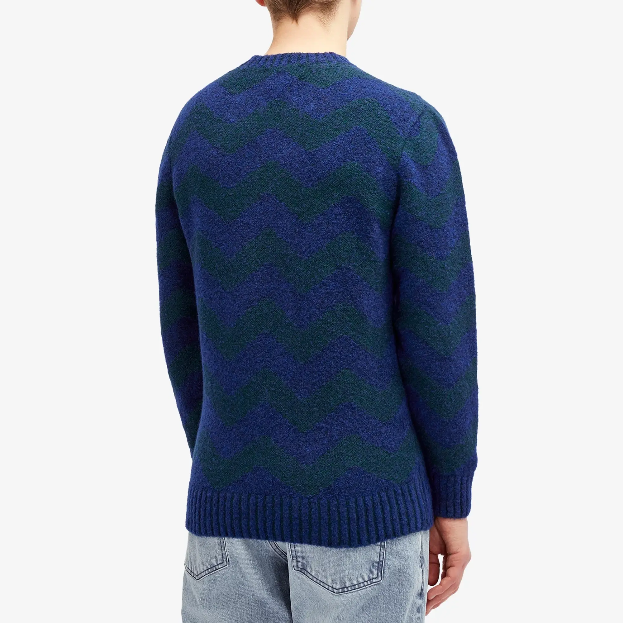 Country Of Origin Men's Thames Stripe Knit Jumper Navy Tartan