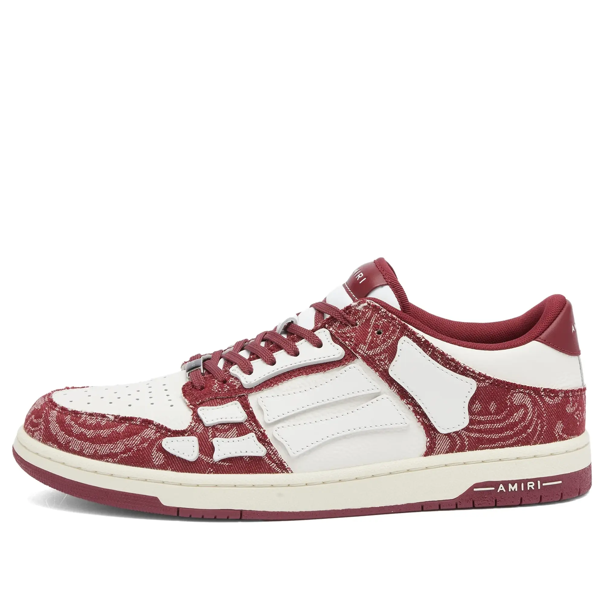 AMIRI Men's Bandana Denim Skel Low Top Sneaker Burgundy