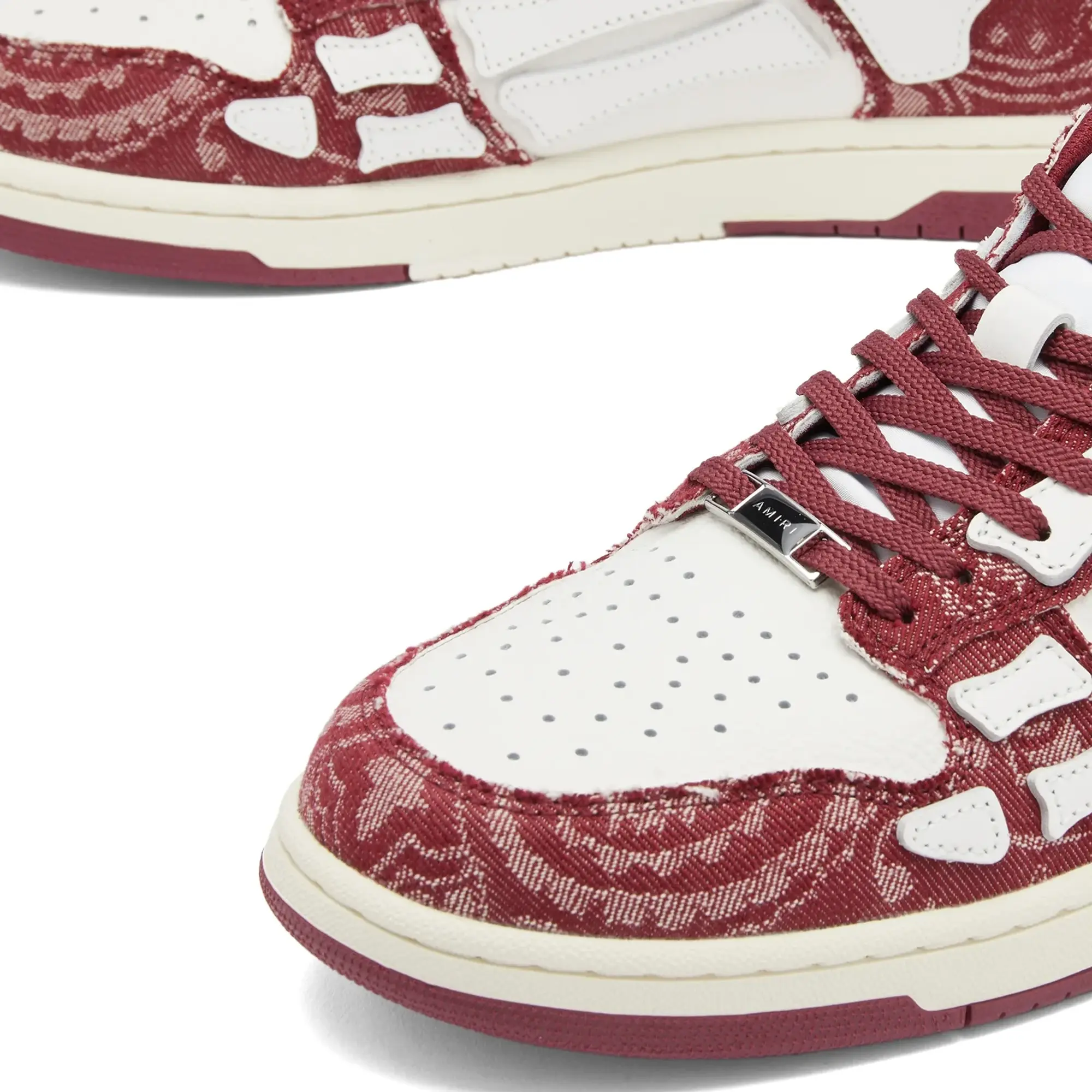 AMIRI Men's Bandana Denim Skel Low Top Sneaker Burgundy