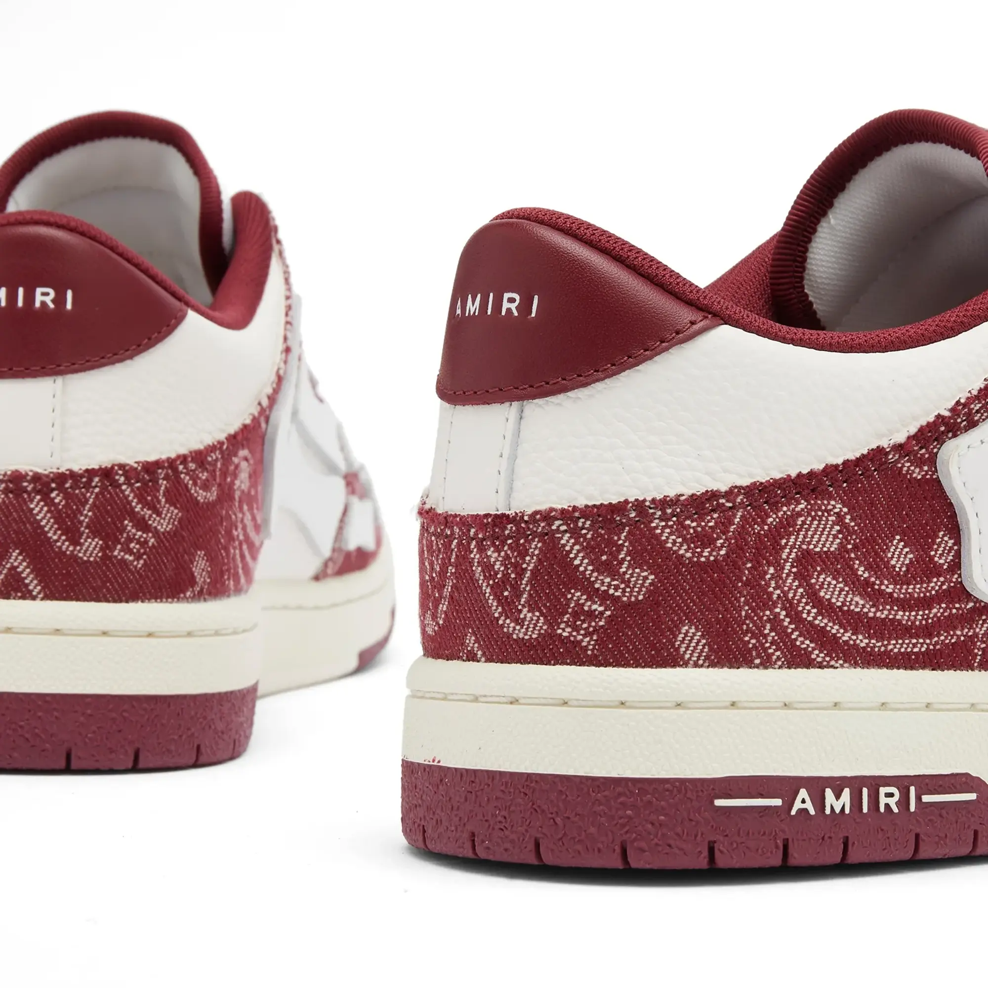 AMIRI Men's Bandana Denim Skel Low Top Sneaker Burgundy