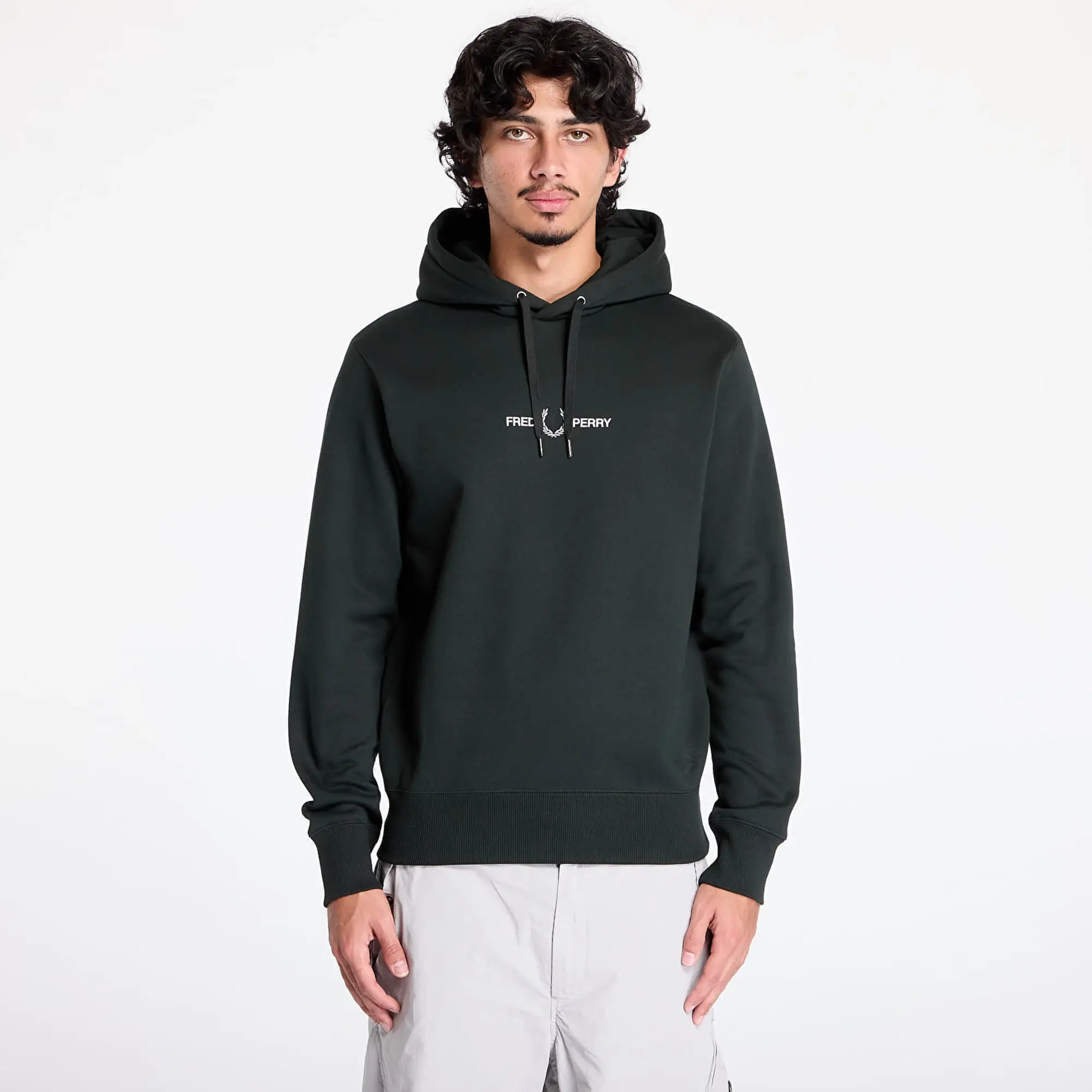 Sweatshirt Fred Perry Embroidered Hooded Sweatshirt Night Green M