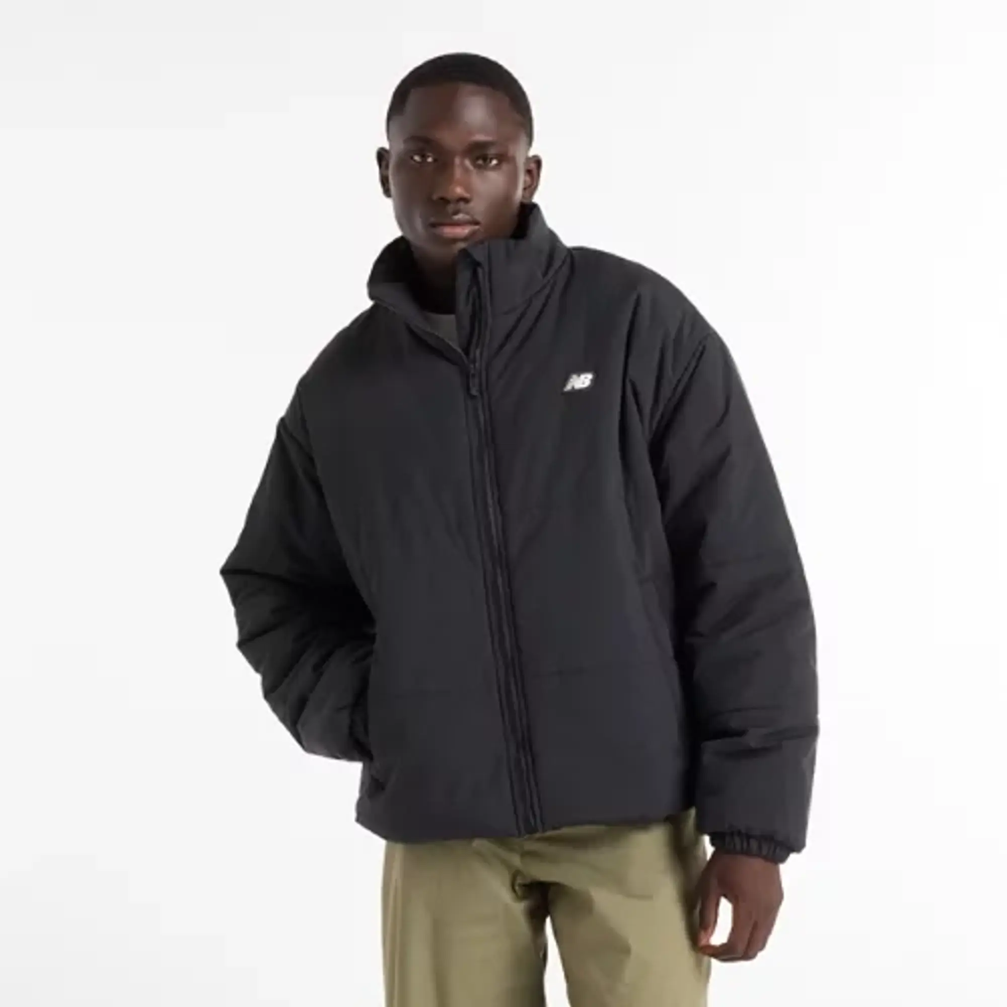 New Balance Men's All Day Puffer Jacket in Black Polywoven