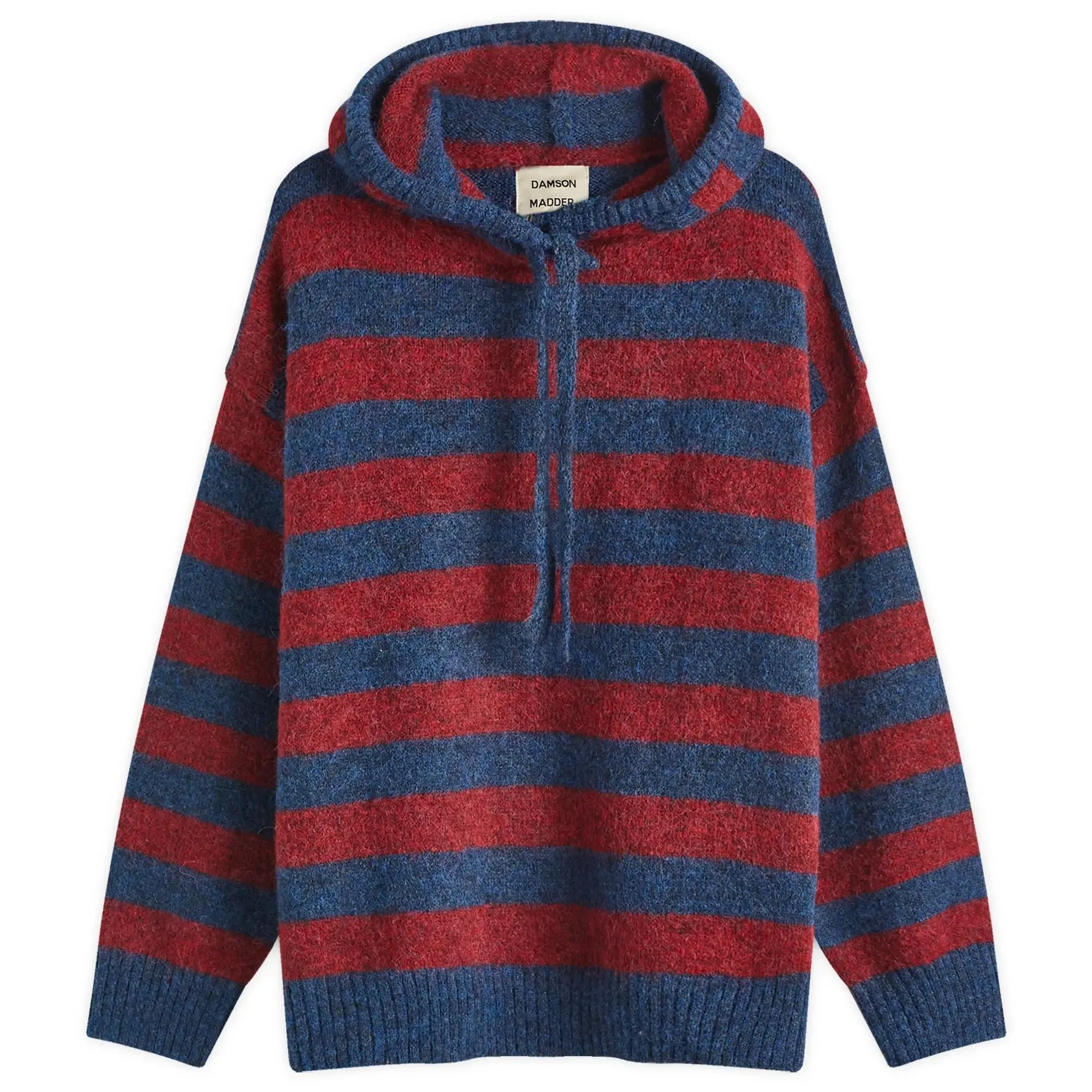 Damson Madder Women's Riley Knit Hoodie Red Navy Stripe