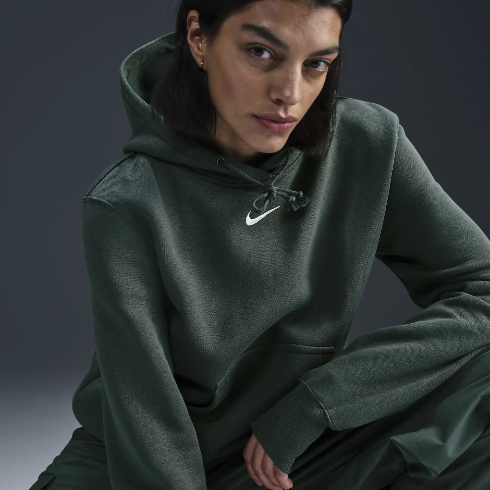 Nike Sportswear Phoenix Fleece Women's Pullover Hoodie - Green - Cotton/Polyester